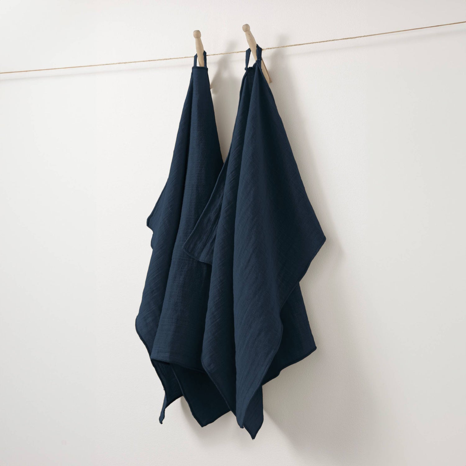 Midnight blue muslin hand towel - set of 2