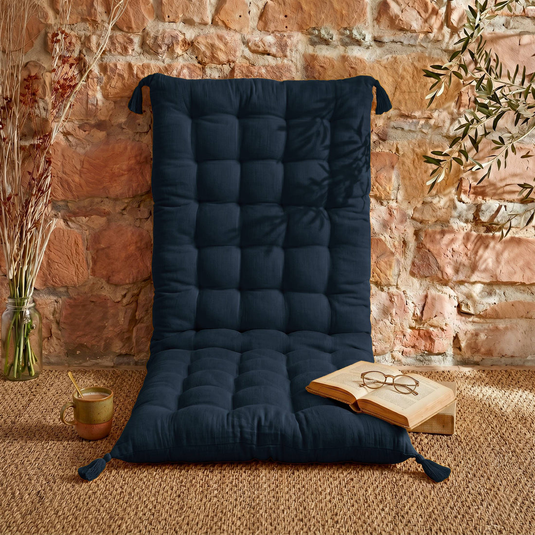 Midnight blue muslin floor mattress