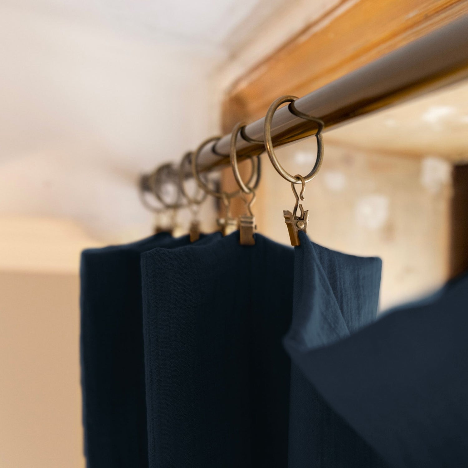 Midnight blue adjustable muslin curtain