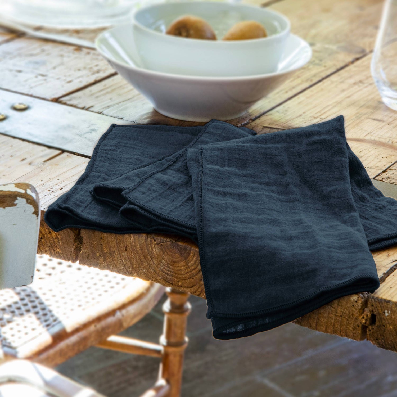 Midnight blue muslin napkin - set of 3