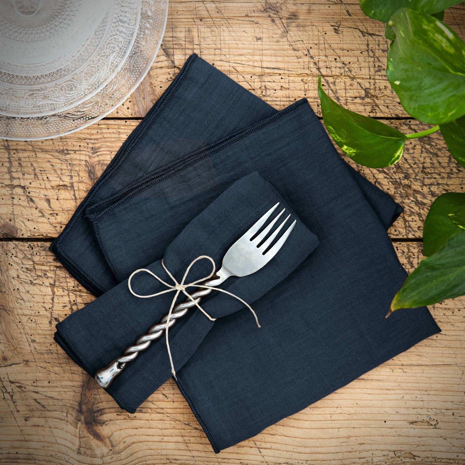 Midnight blue muslin napkin - set of 3