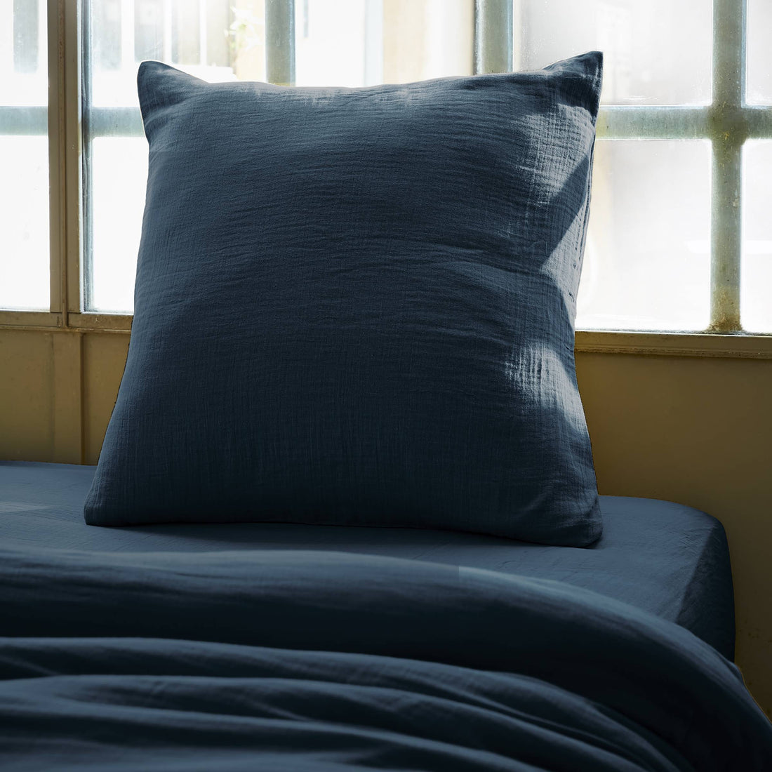 Midnight blue muslin pillowcase