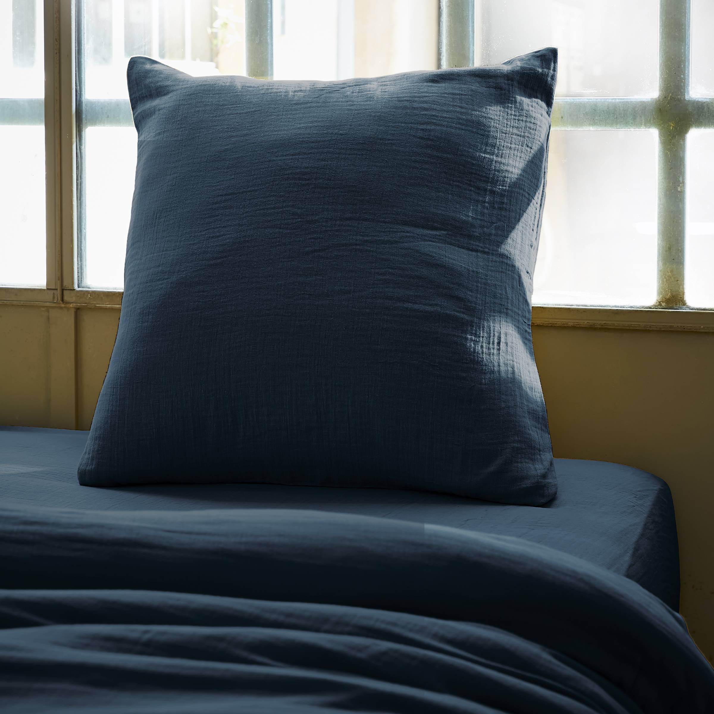 Midnight blue muslin pillowcase