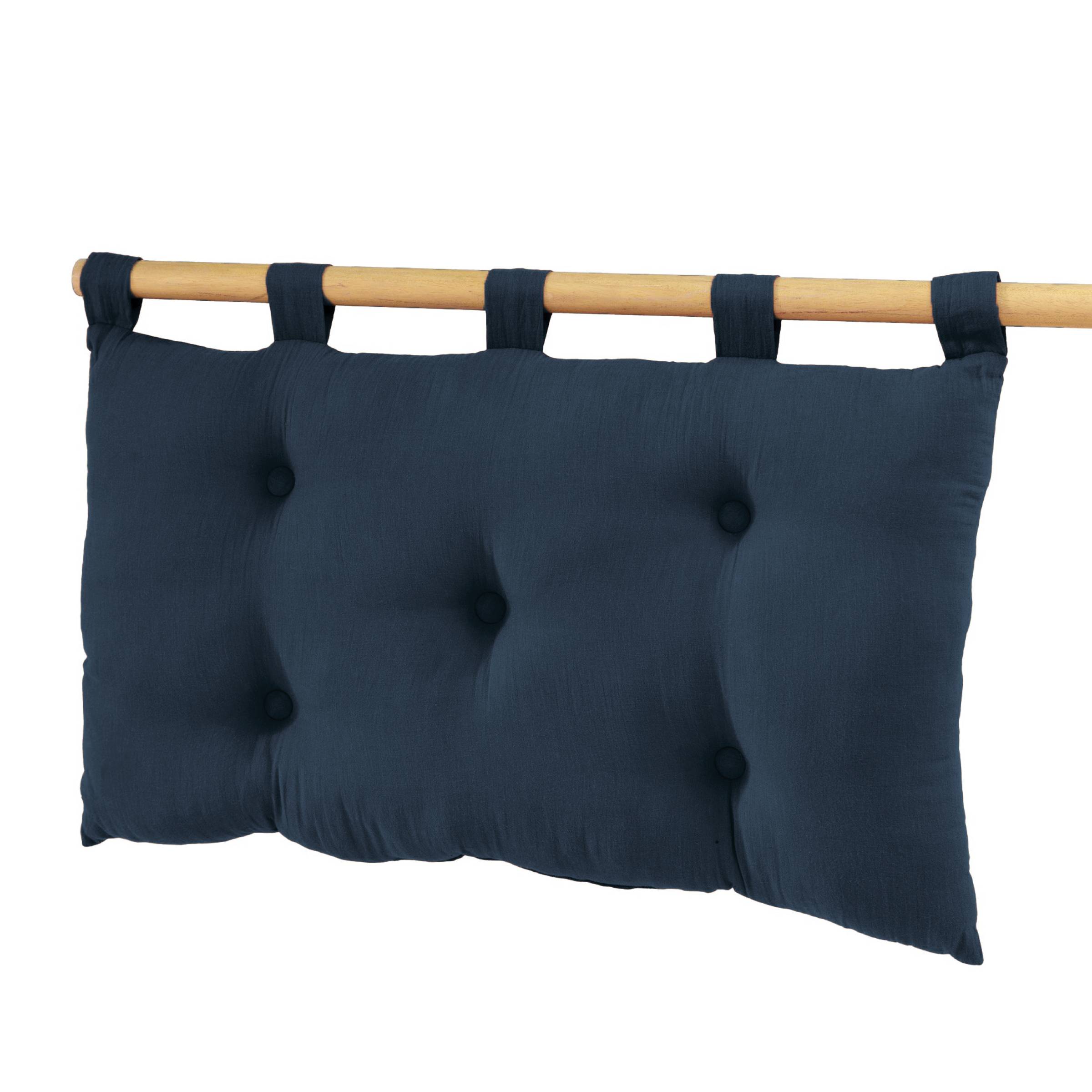 Midnight blue muslin headboard
