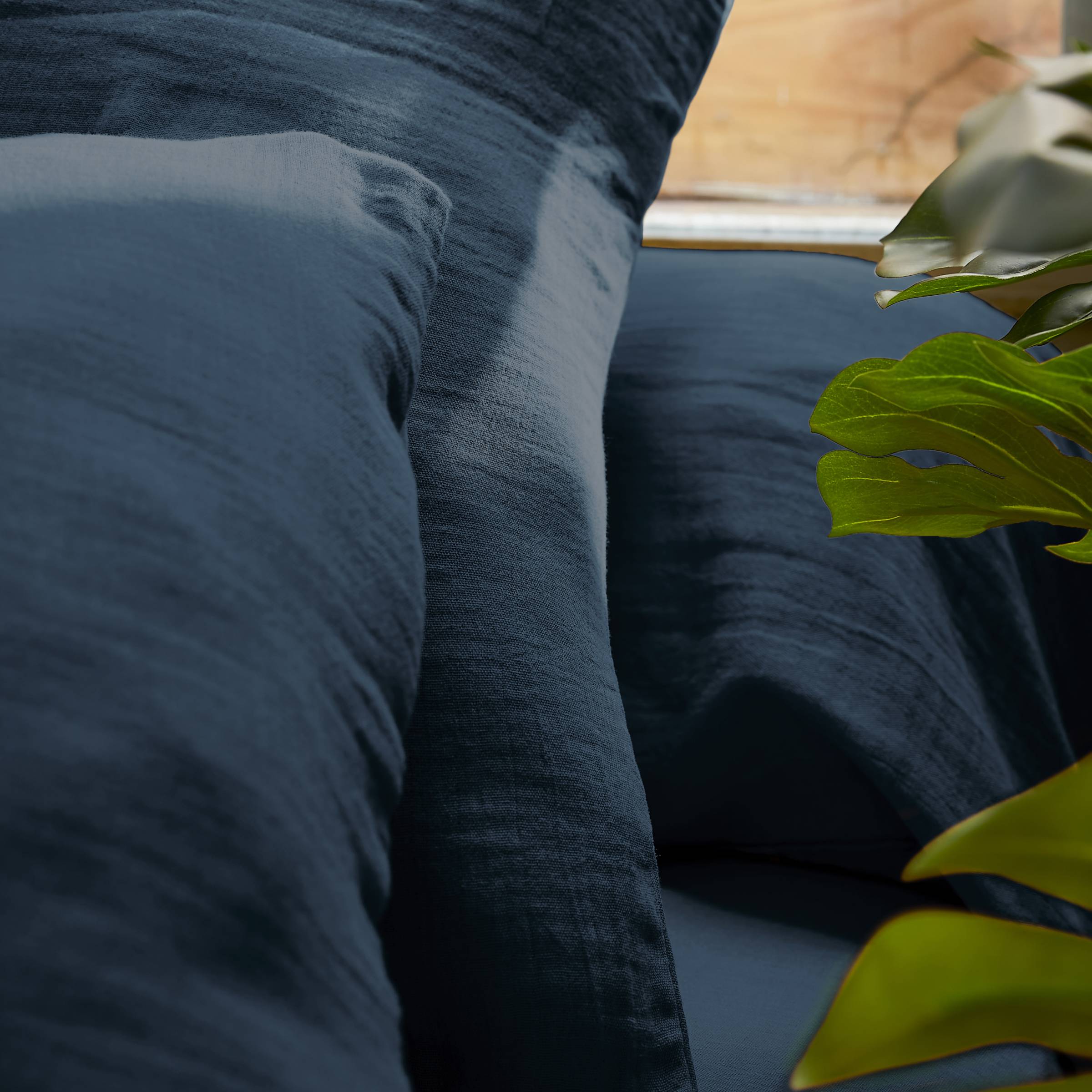 Midnight blue muslin pillowcase