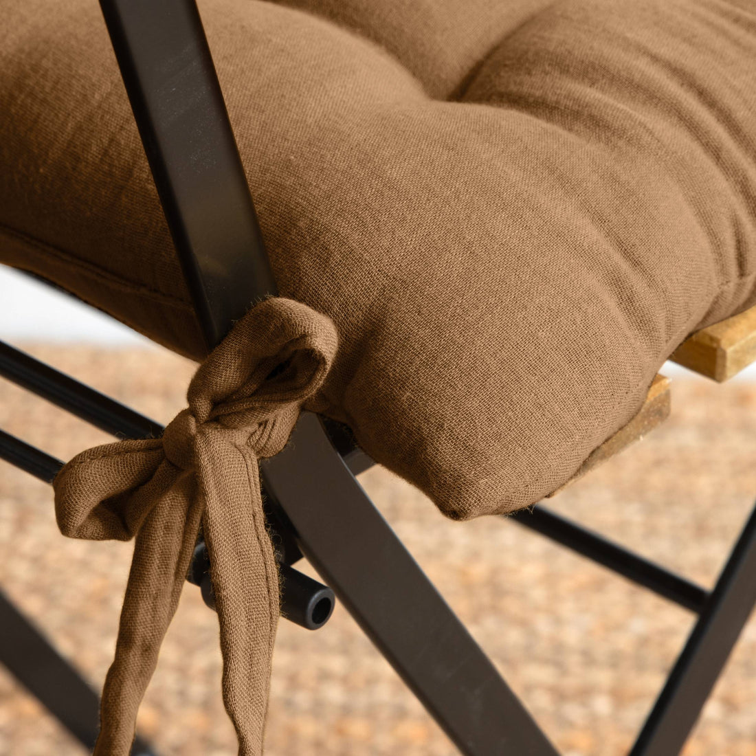 Camel muslin chair cushion