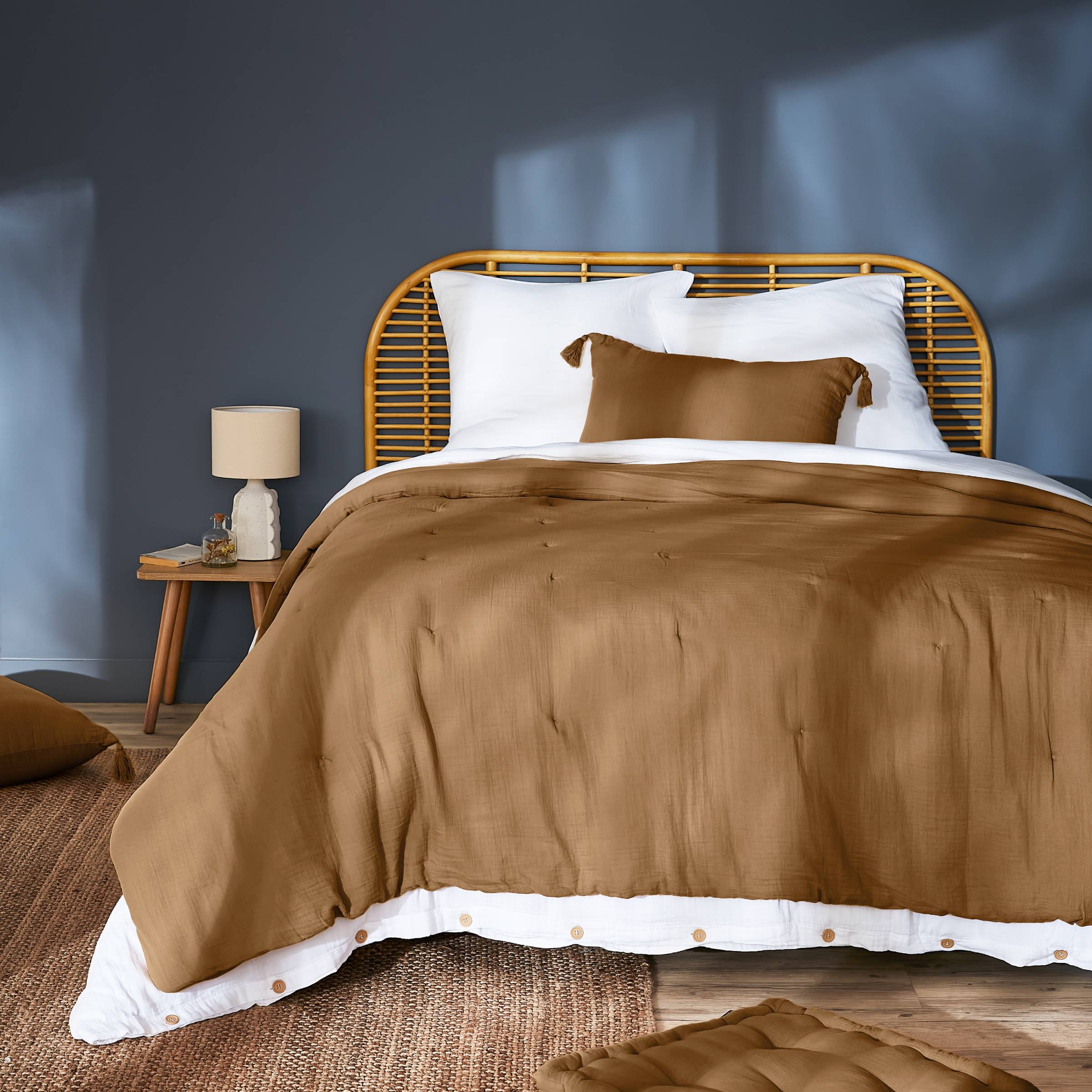 Camel muslin bedspread