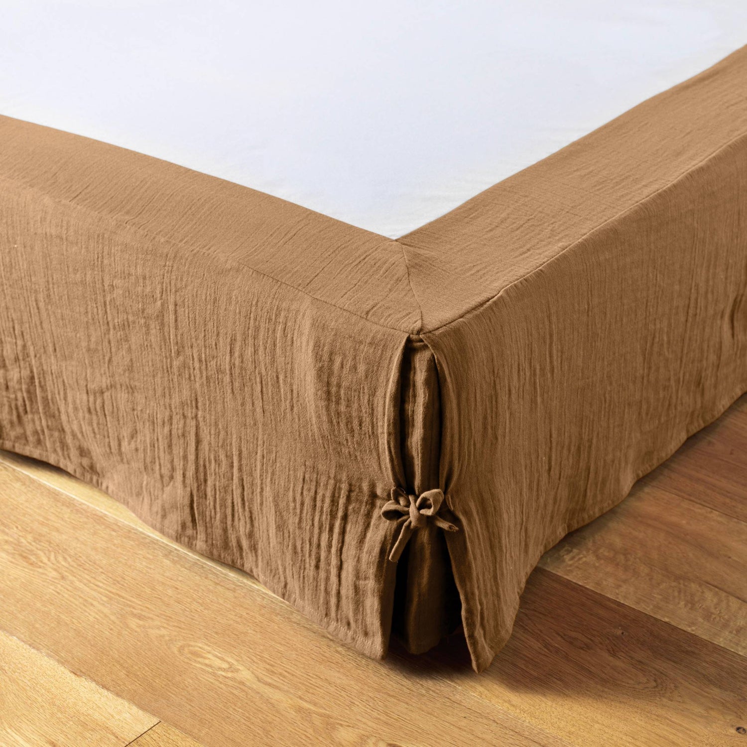 Camel muslin bed skirt