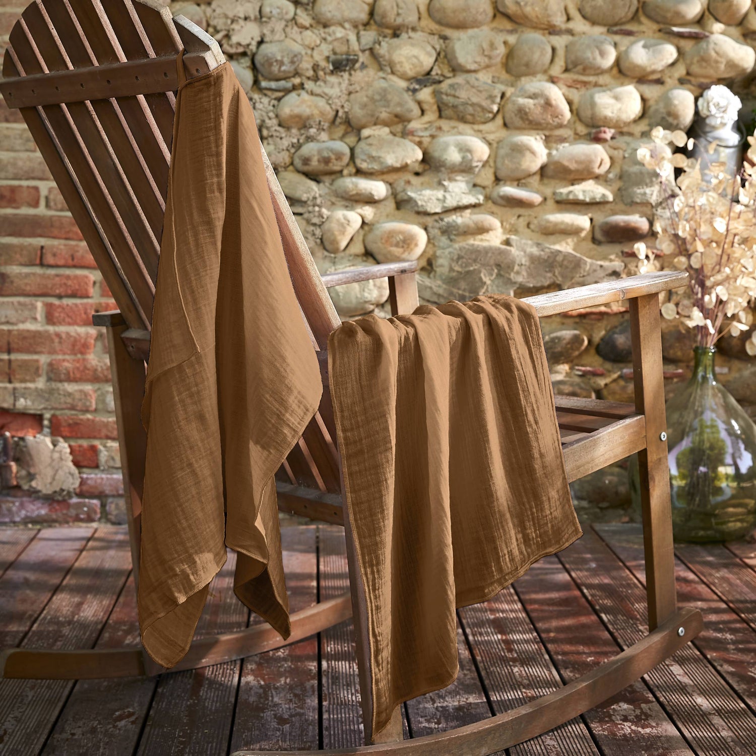 Camel muslin hand towel - set of 2