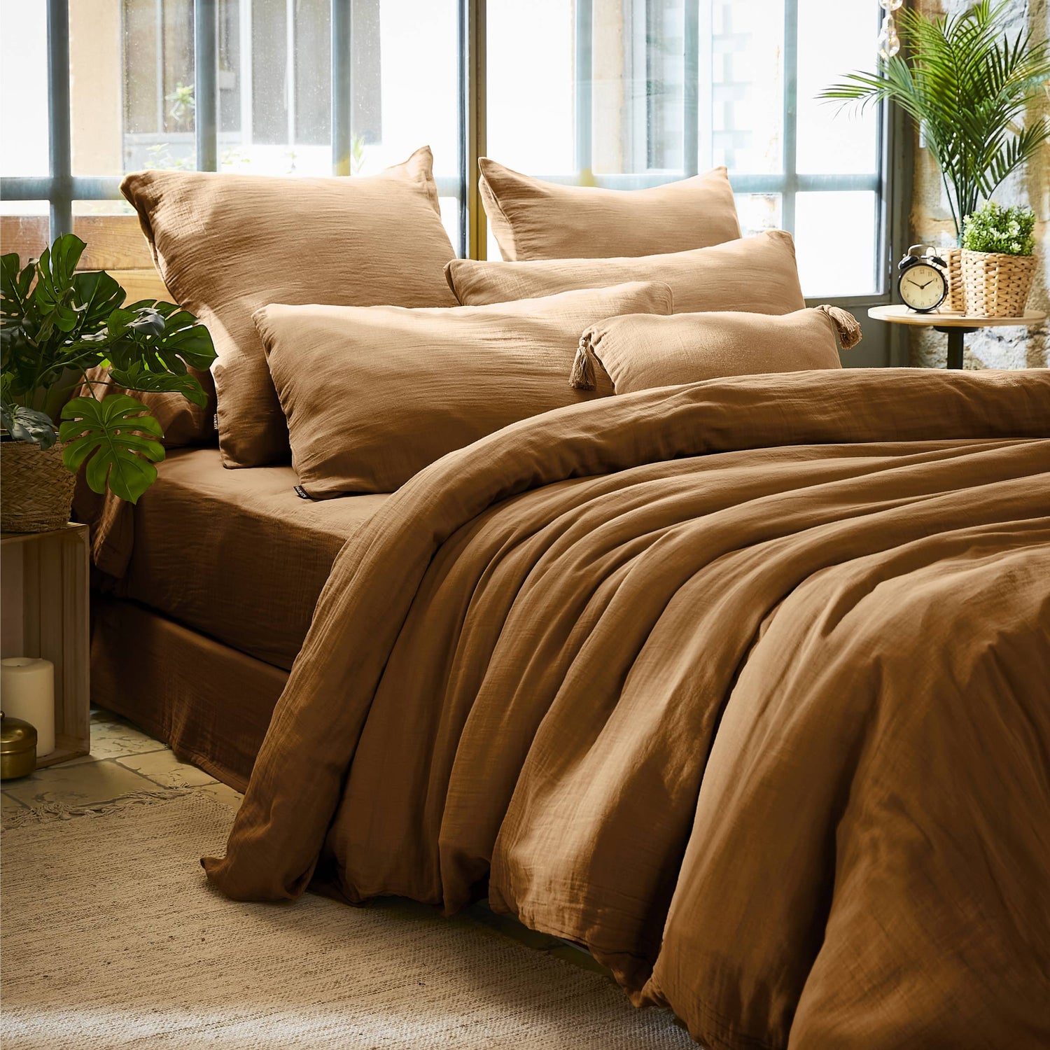 Camel muslin duvet cover