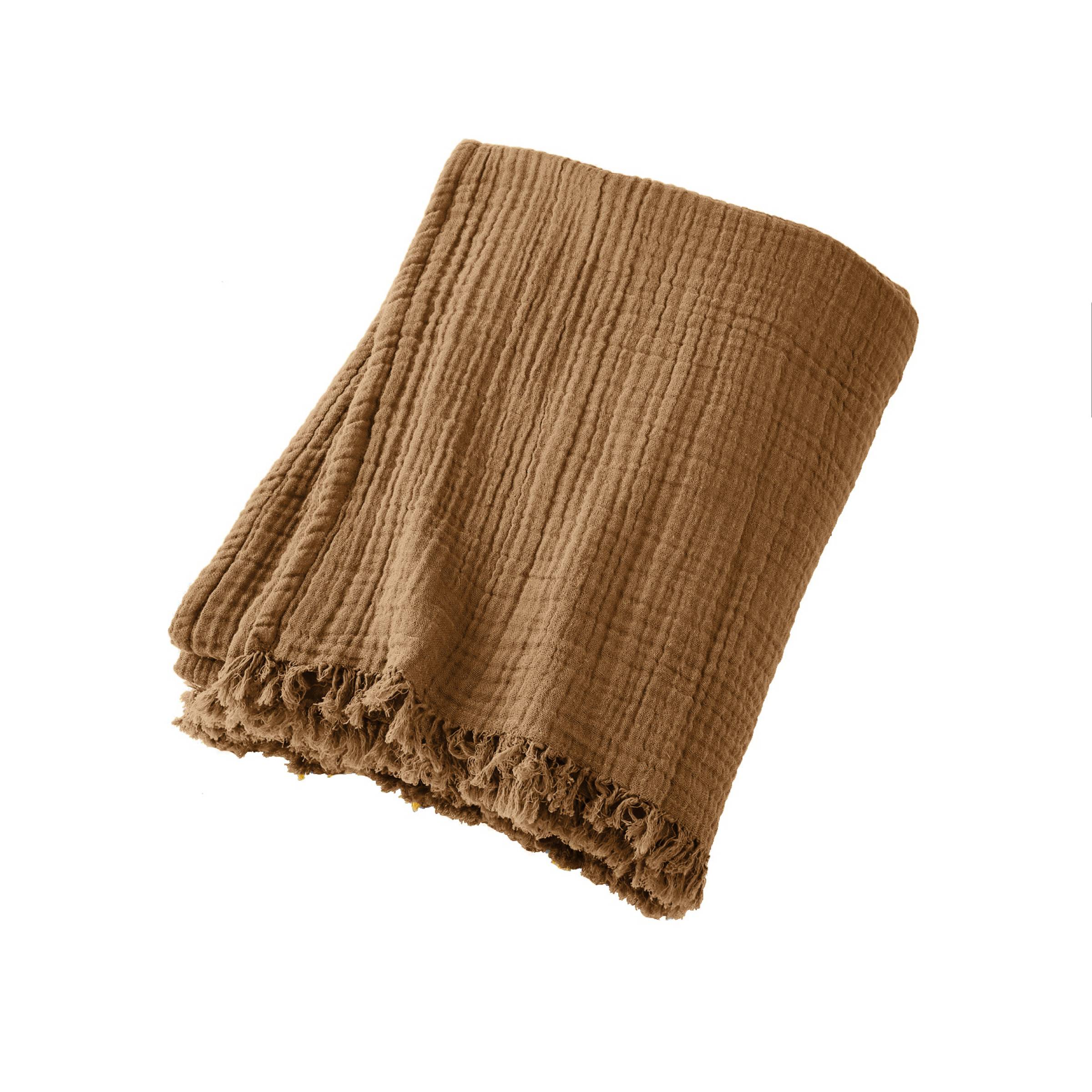 Camel muslin throw