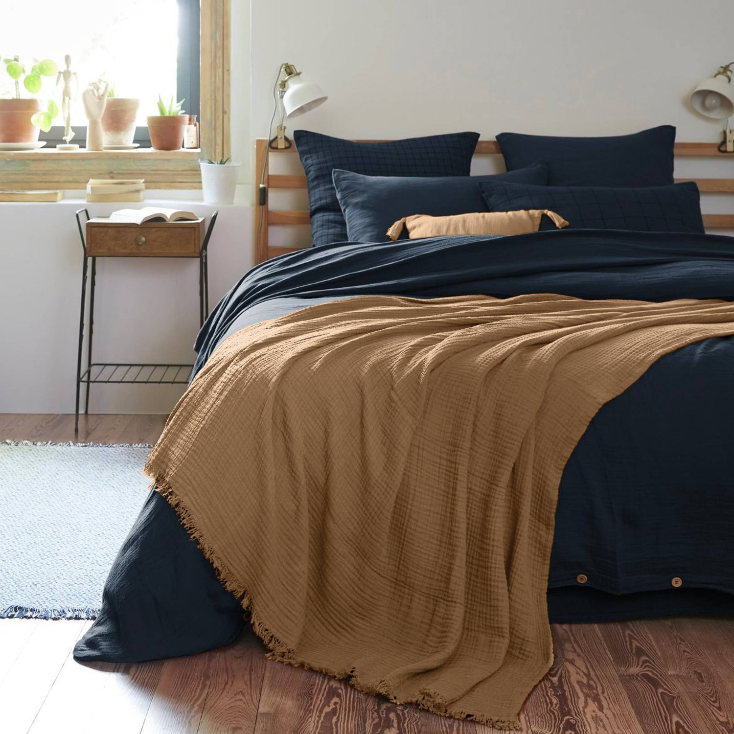 Camel muslin throw