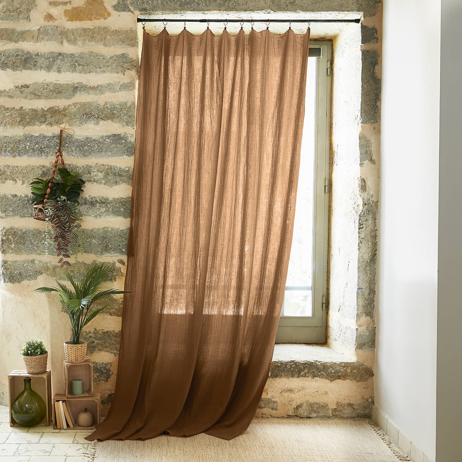 Camel adjustable muslin curtain