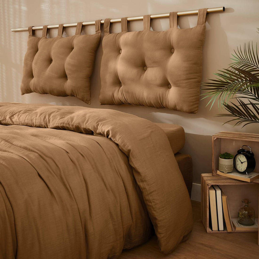 Camel muslin headboard
