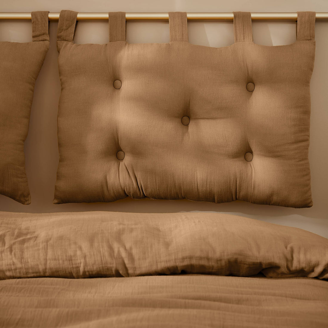 Camel muslin headboard