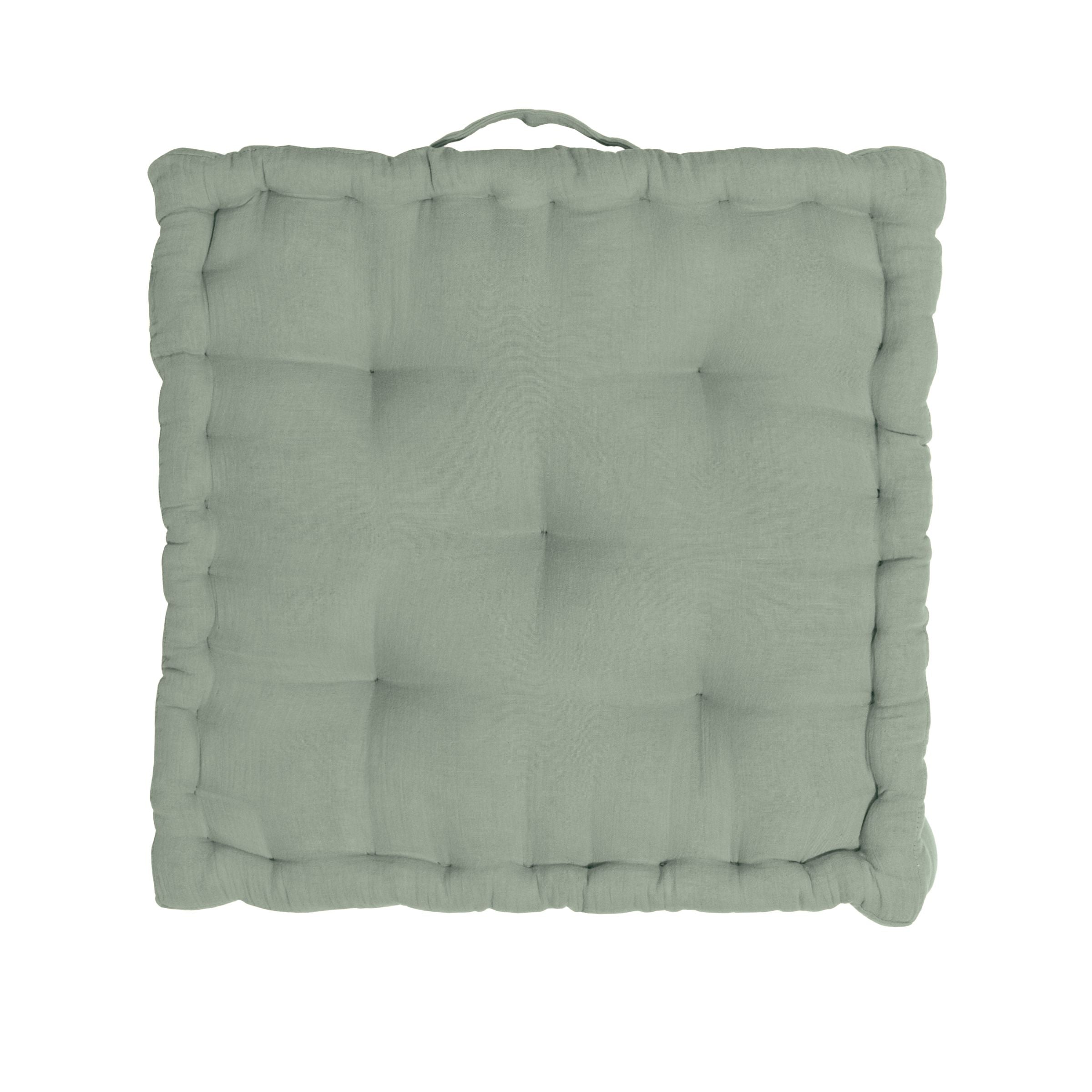 Eucalyptus green muslin floor cushion
