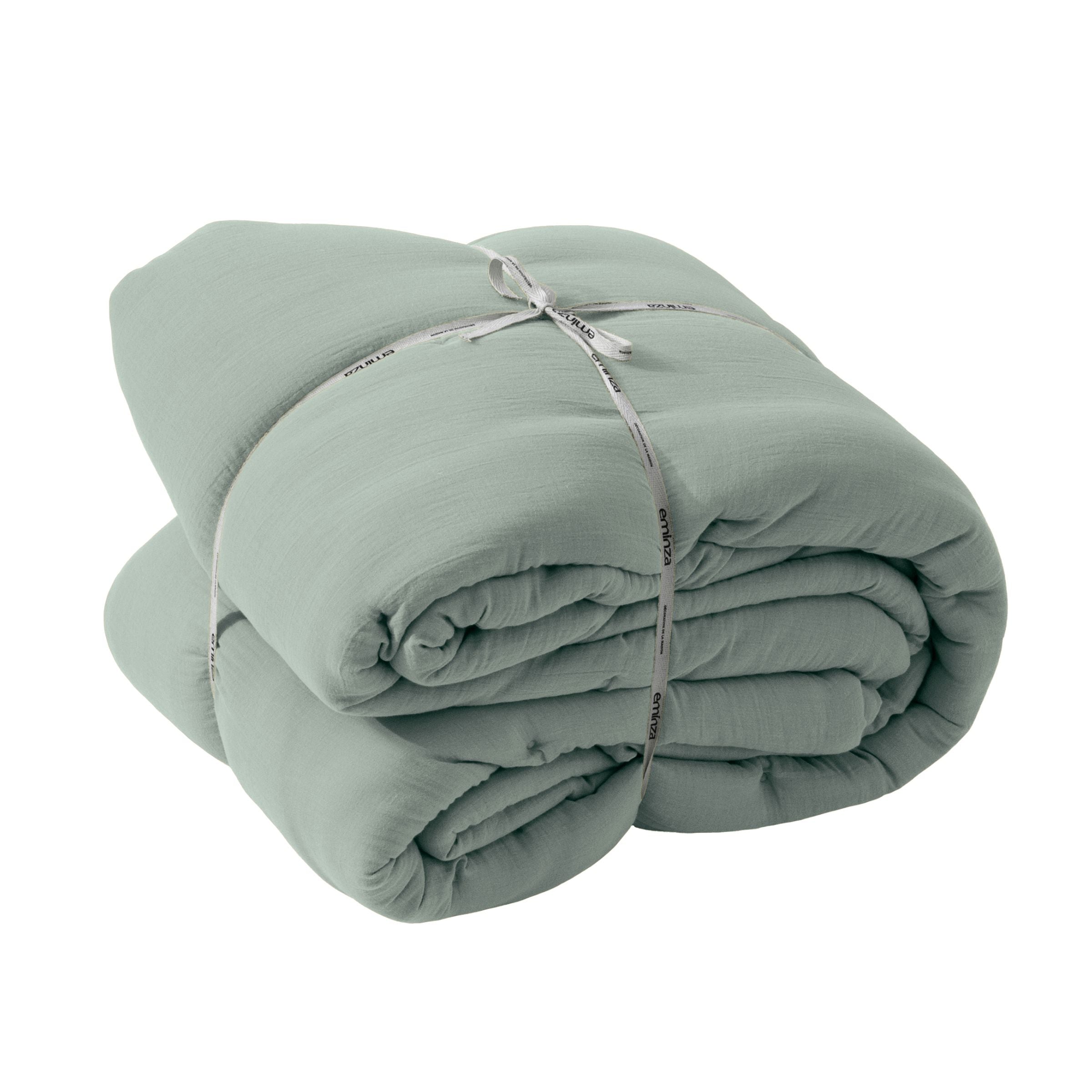 Eucalyptus green muslin bedspread