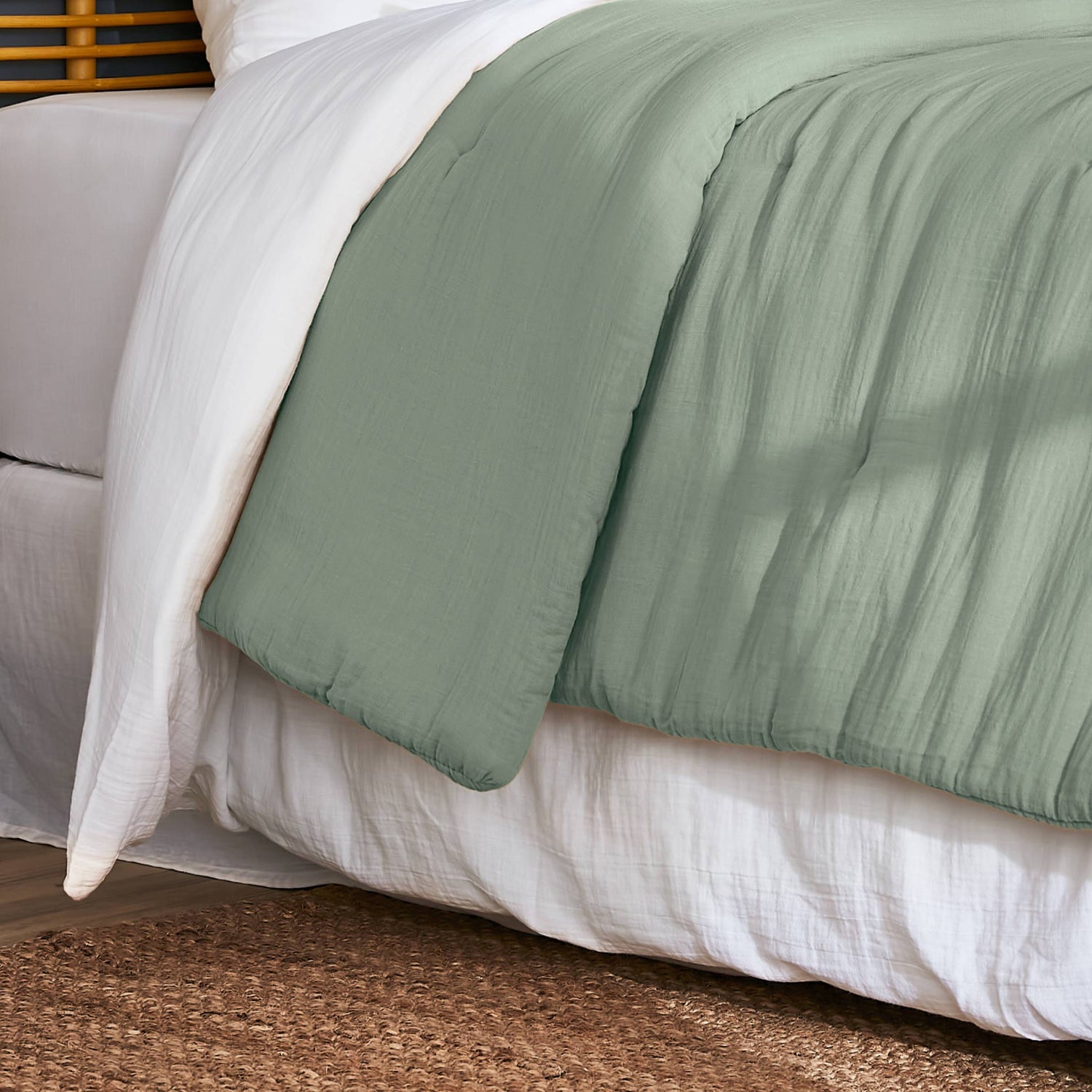 Eucalyptus green muslin bedspread