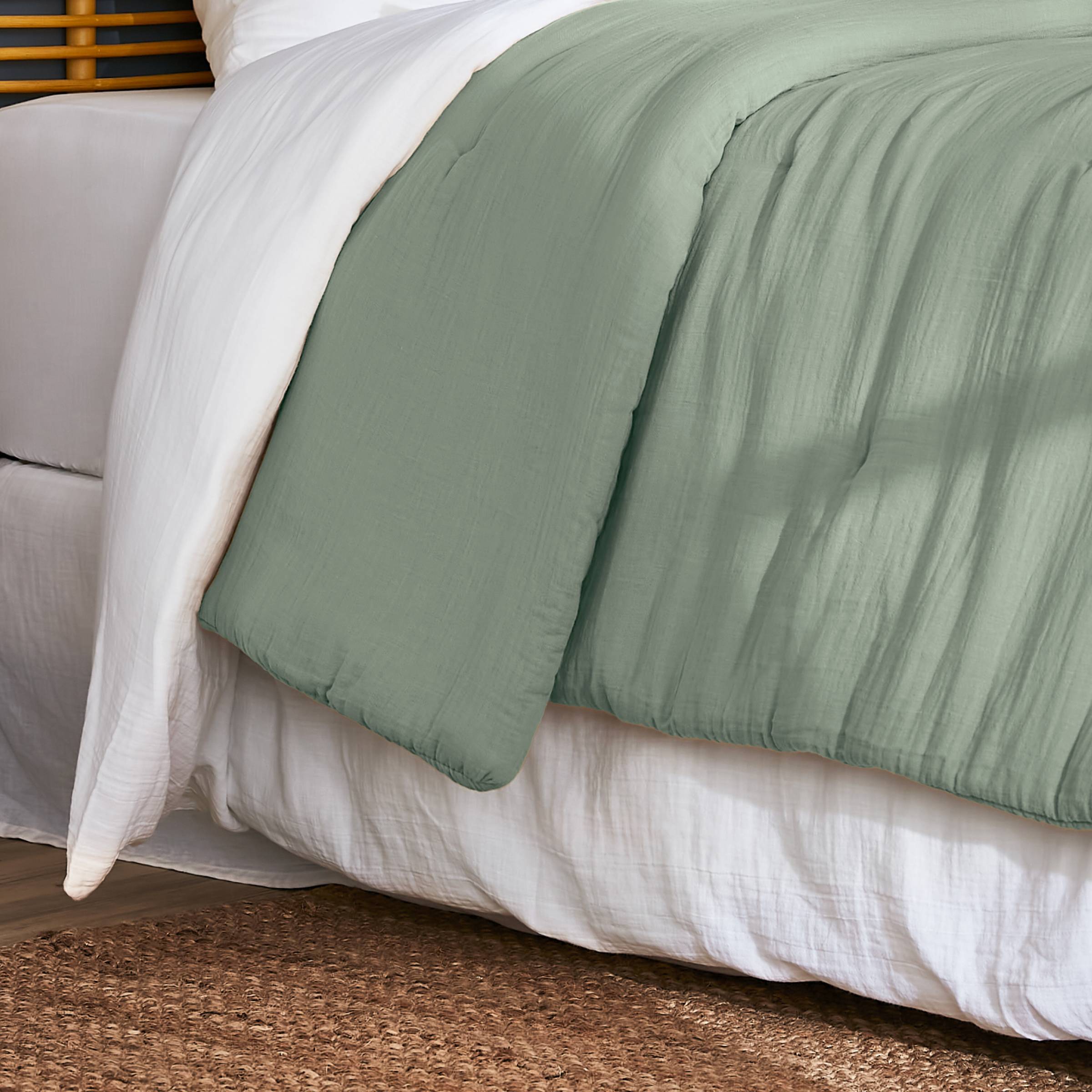 Eucalyptus green muslin bedspread
