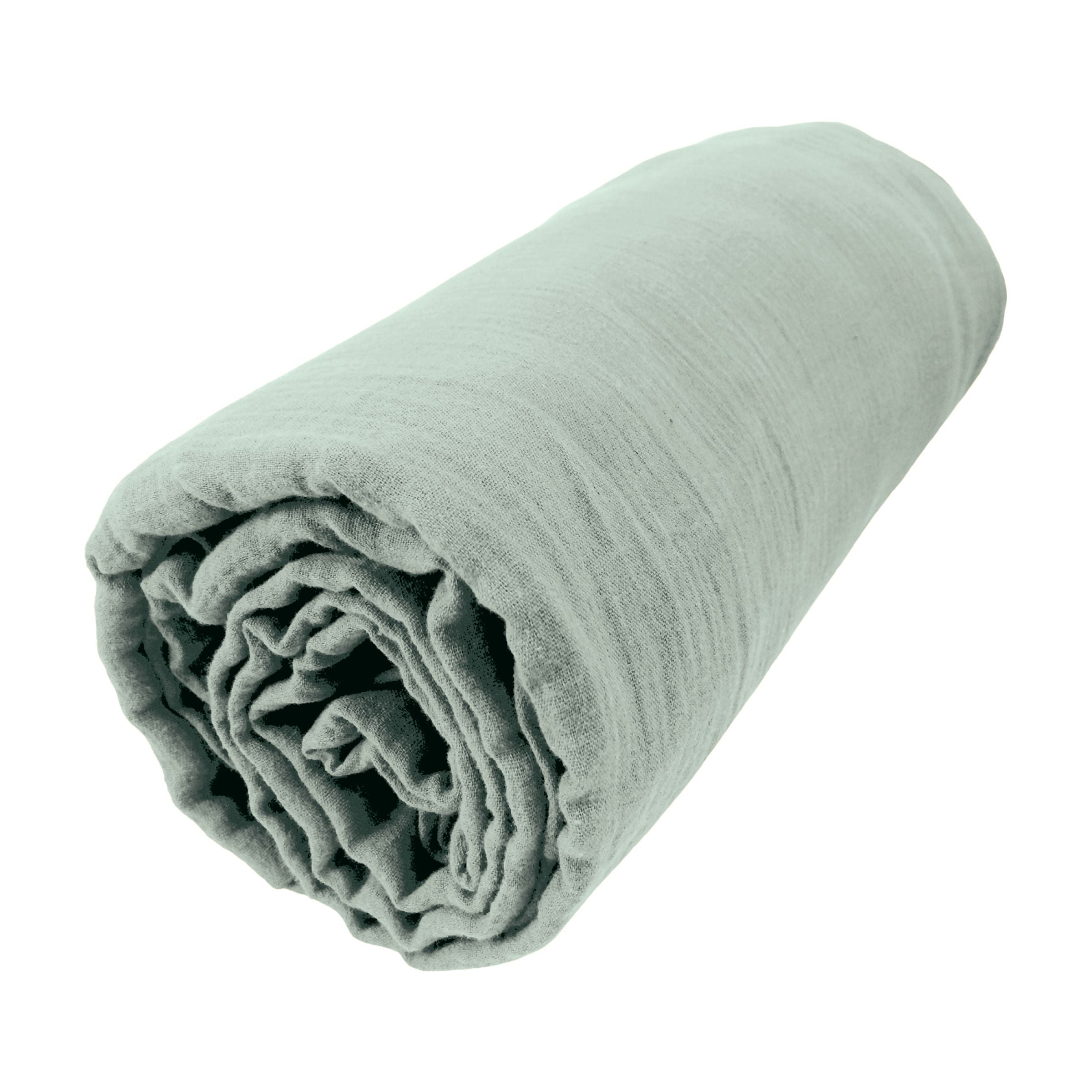 Eucalyptus green muslin fitted sheet