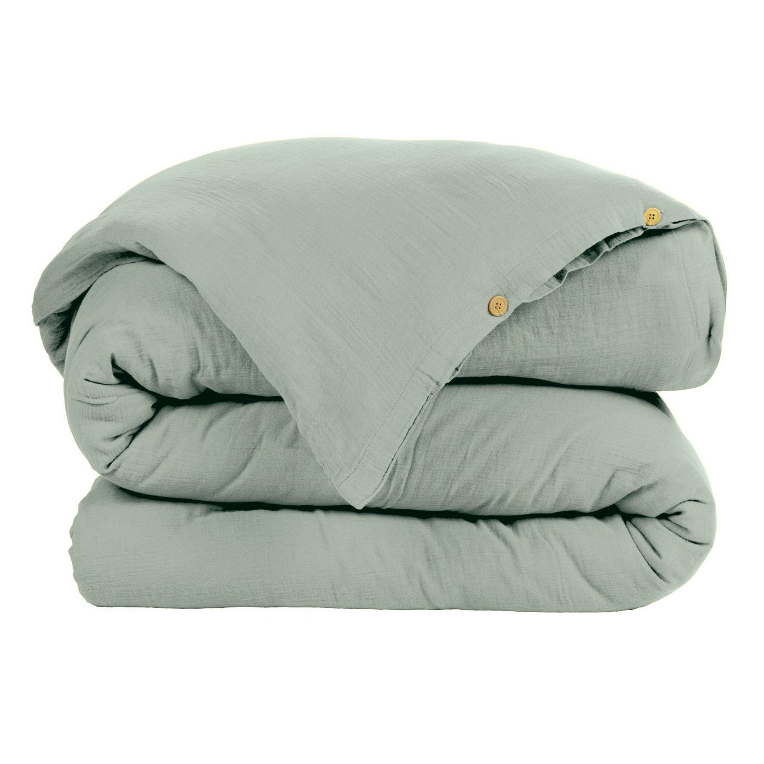 Eucalyptus green muslin duvet cover