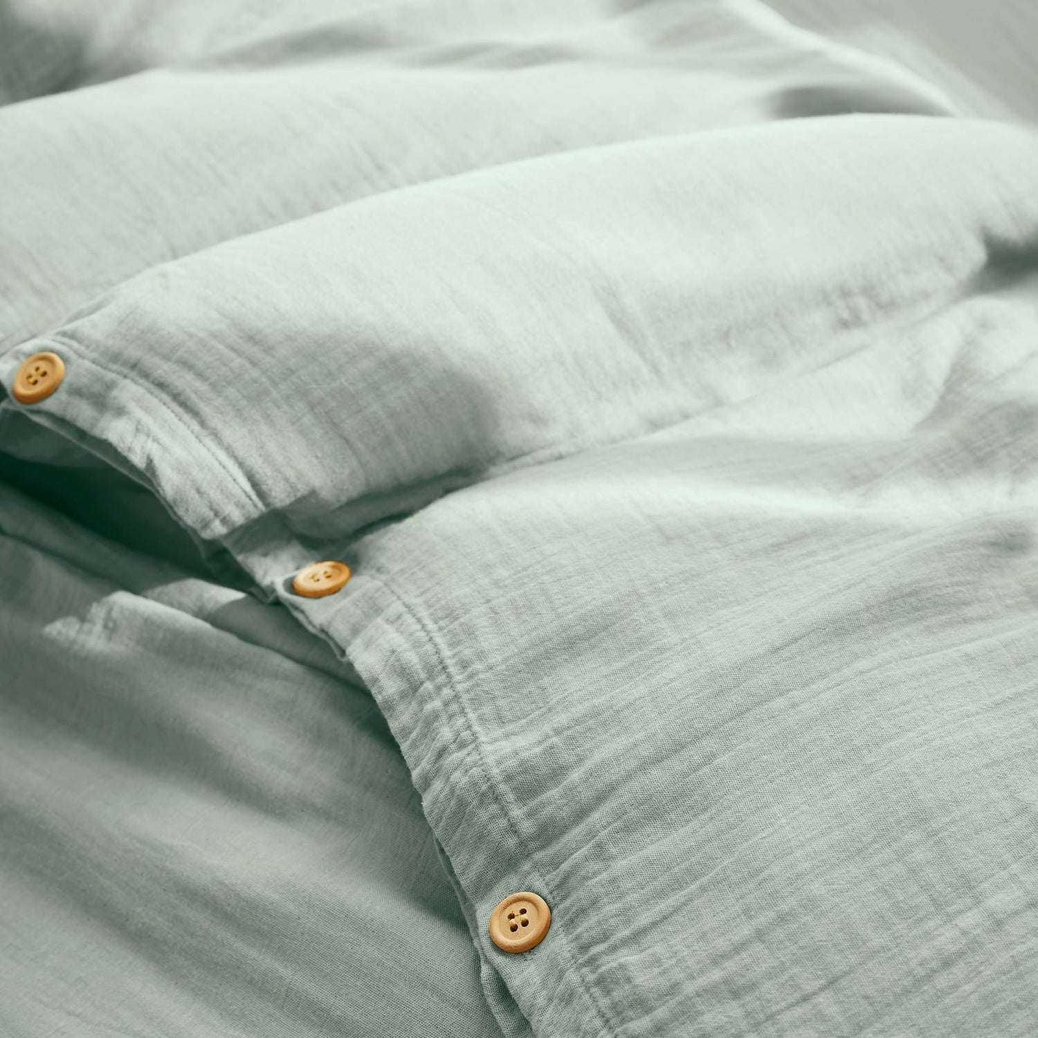 Eucalyptus green muslin duvet cover