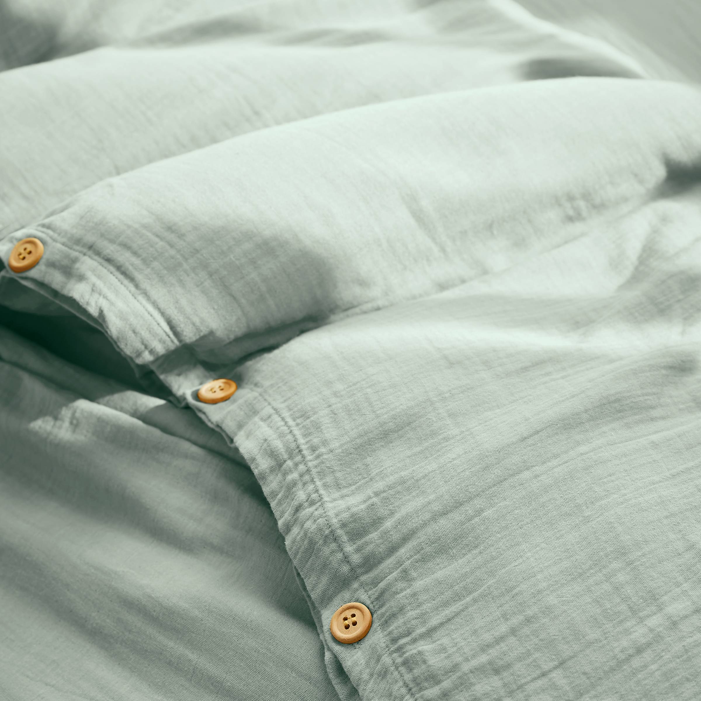 Eucalyptus green muslin duvet cover