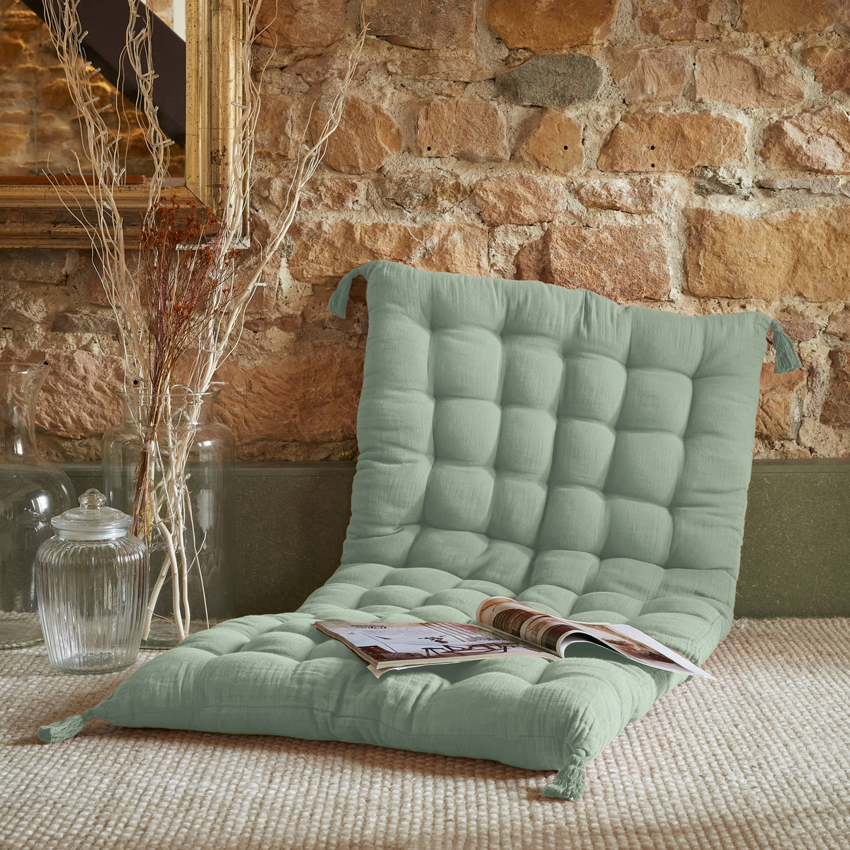 Eucalyptus green muslin floor mattress