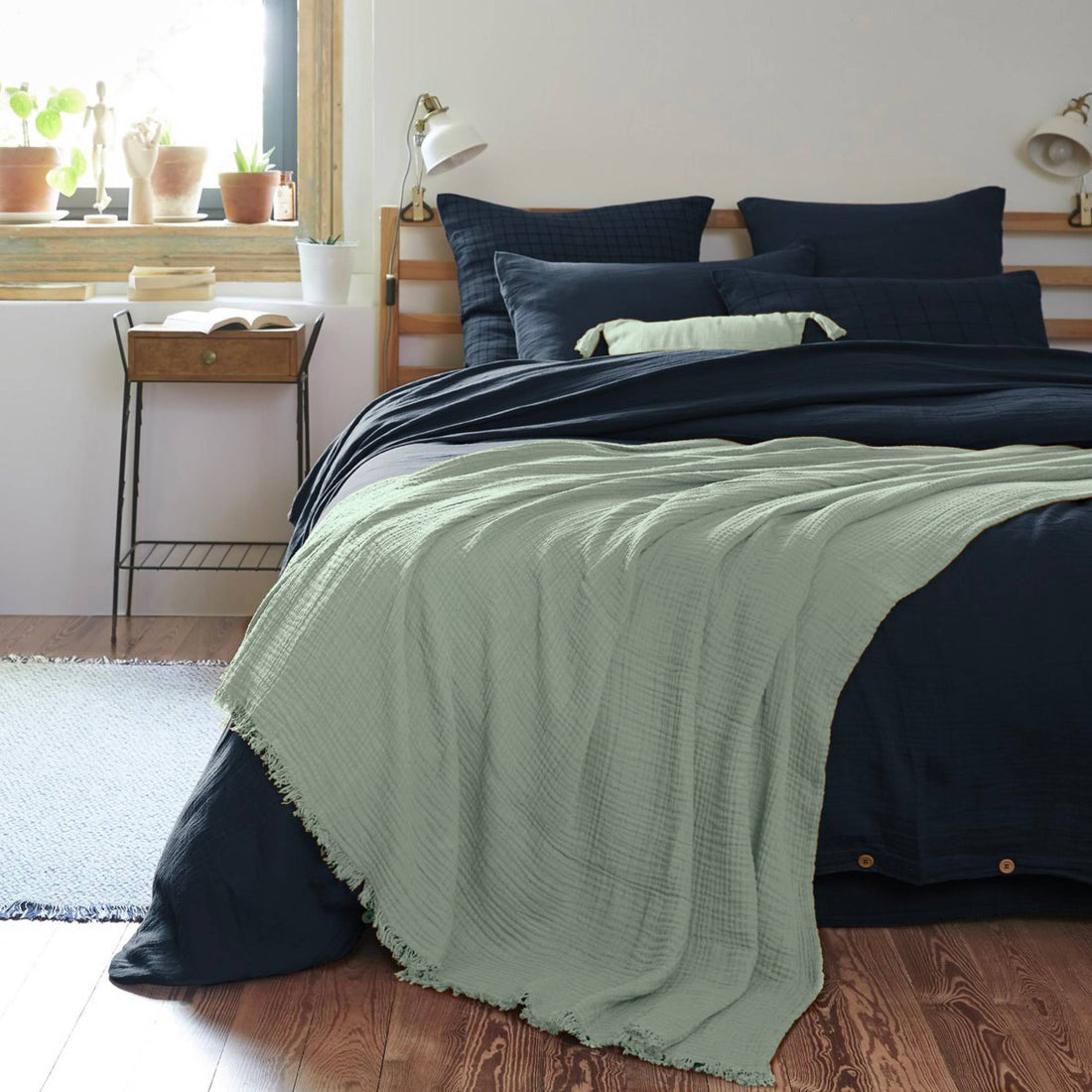 Eucalyptus green muslin throw