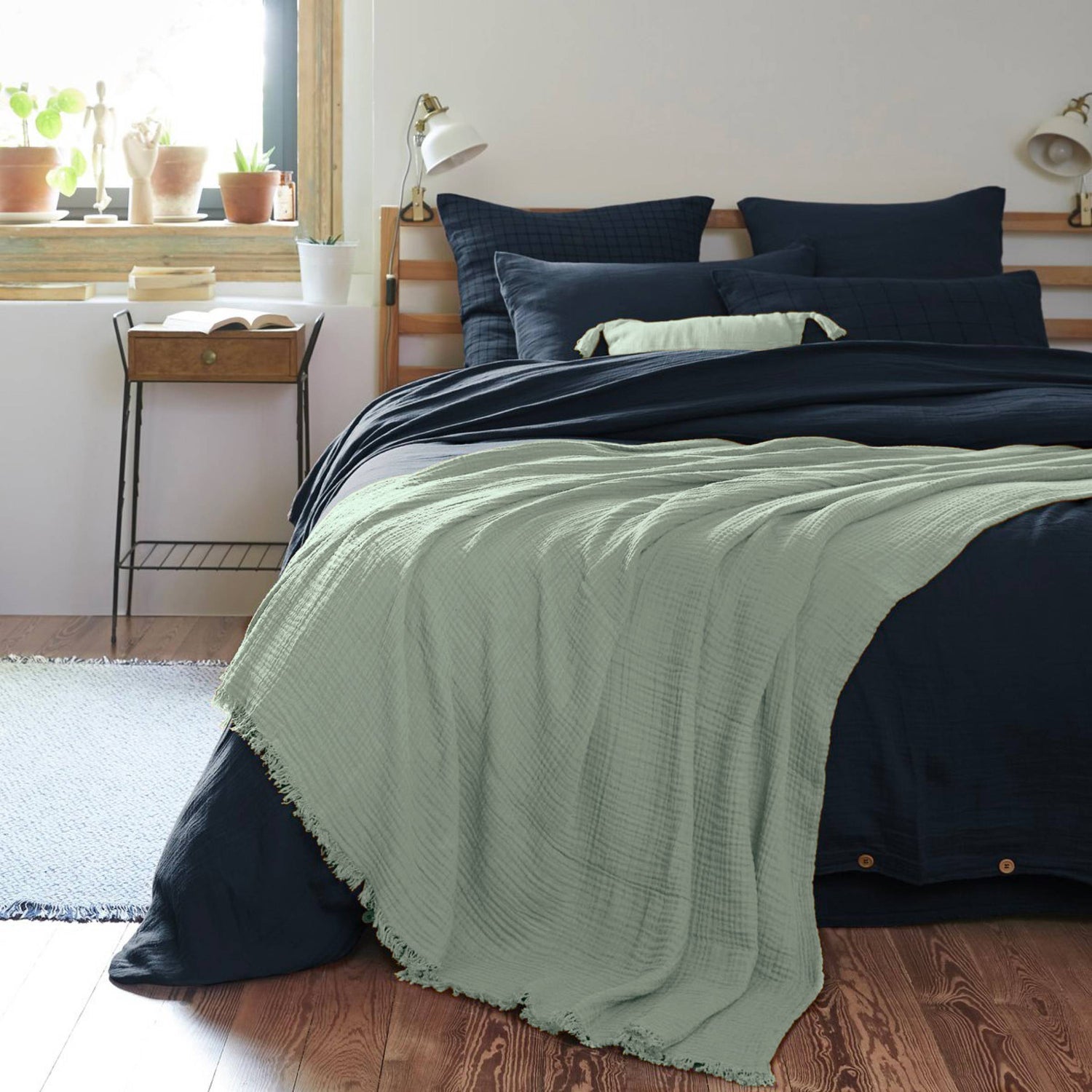 Eucalyptus green muslin throw