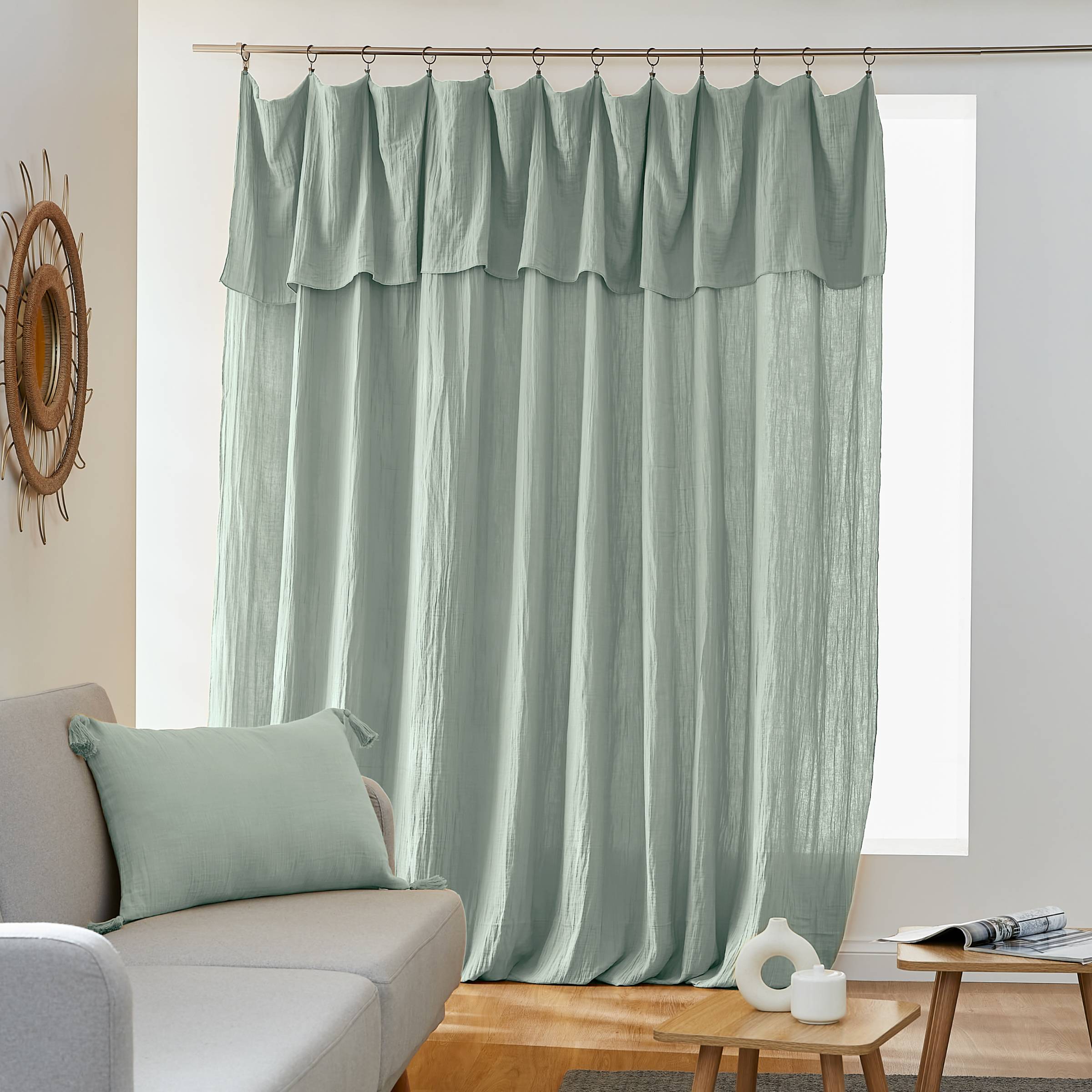 Eucalyptus green adjustable muslin curtain