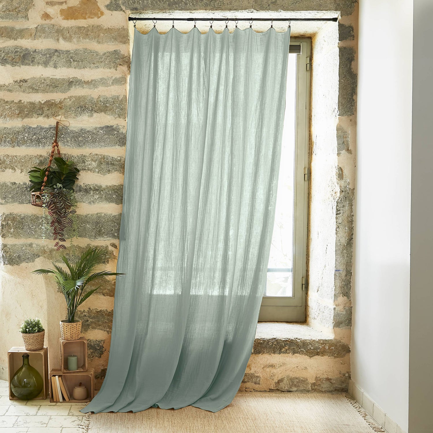 Eucalyptus green adjustable muslin curtain