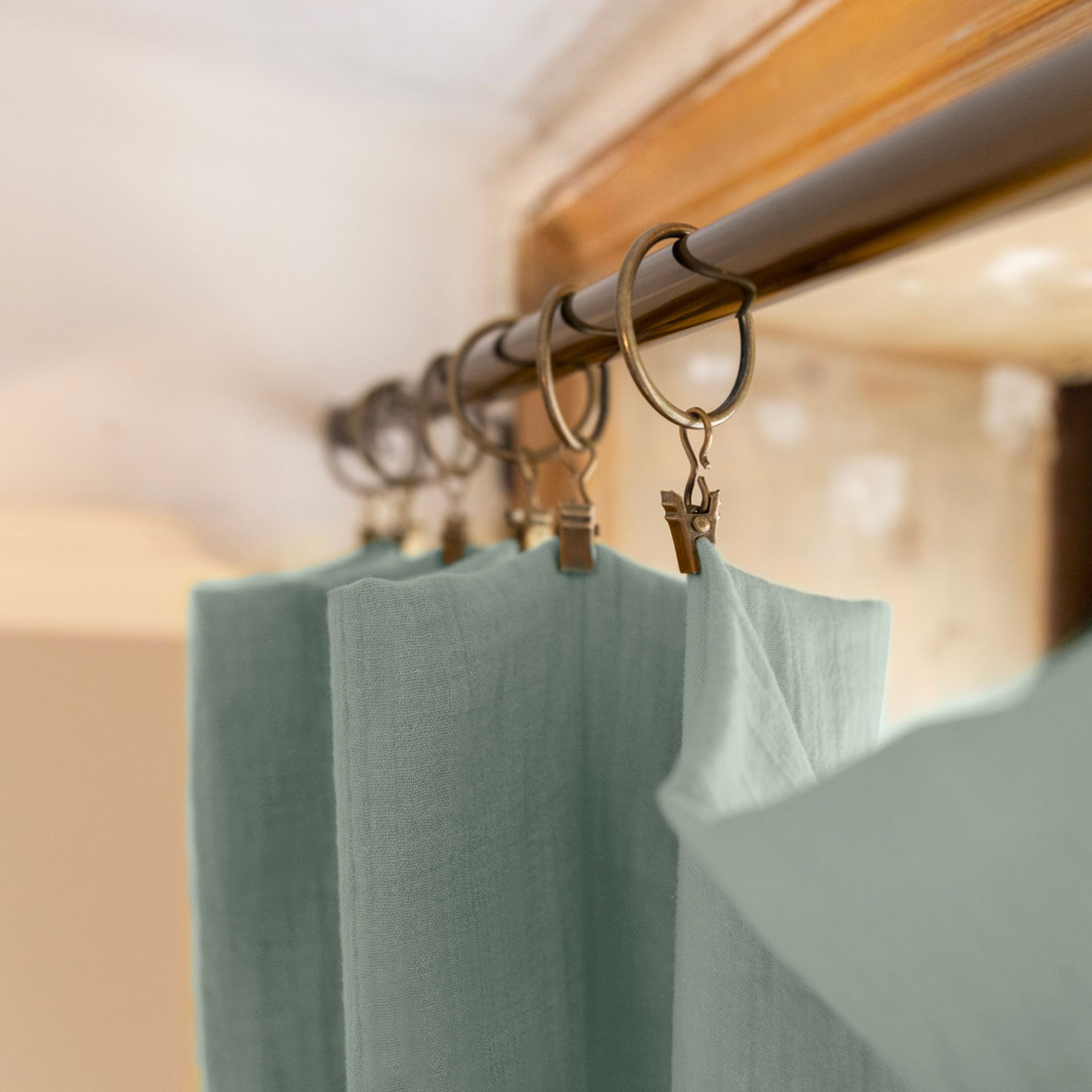 Eucalyptus green adjustable muslin curtain