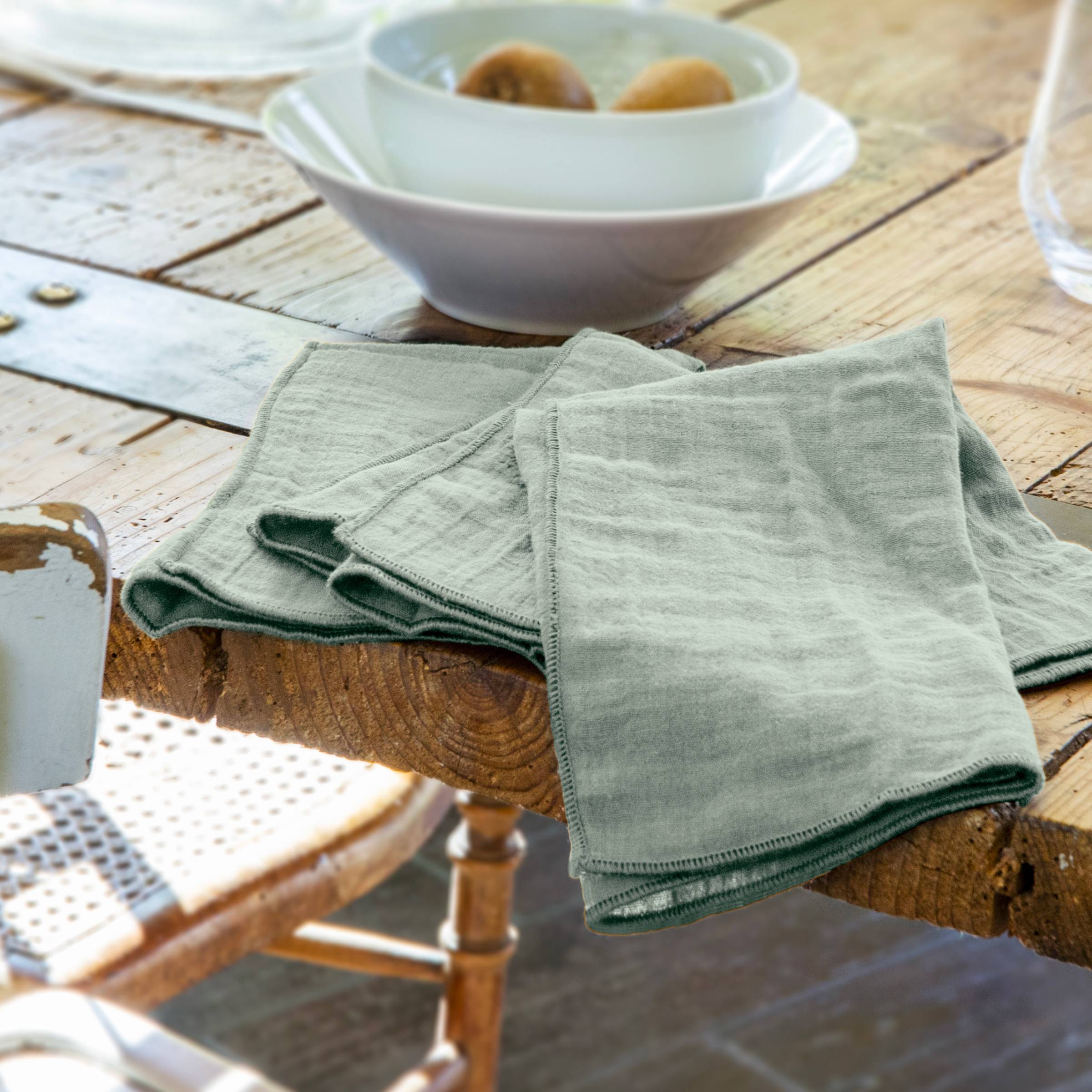Eucalyptus green muslin napkin - set of 3