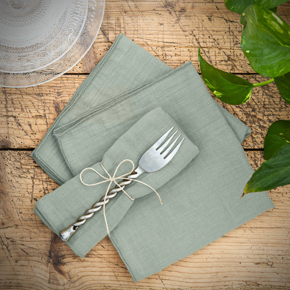 Eucalyptus green muslin napkin - set of 3