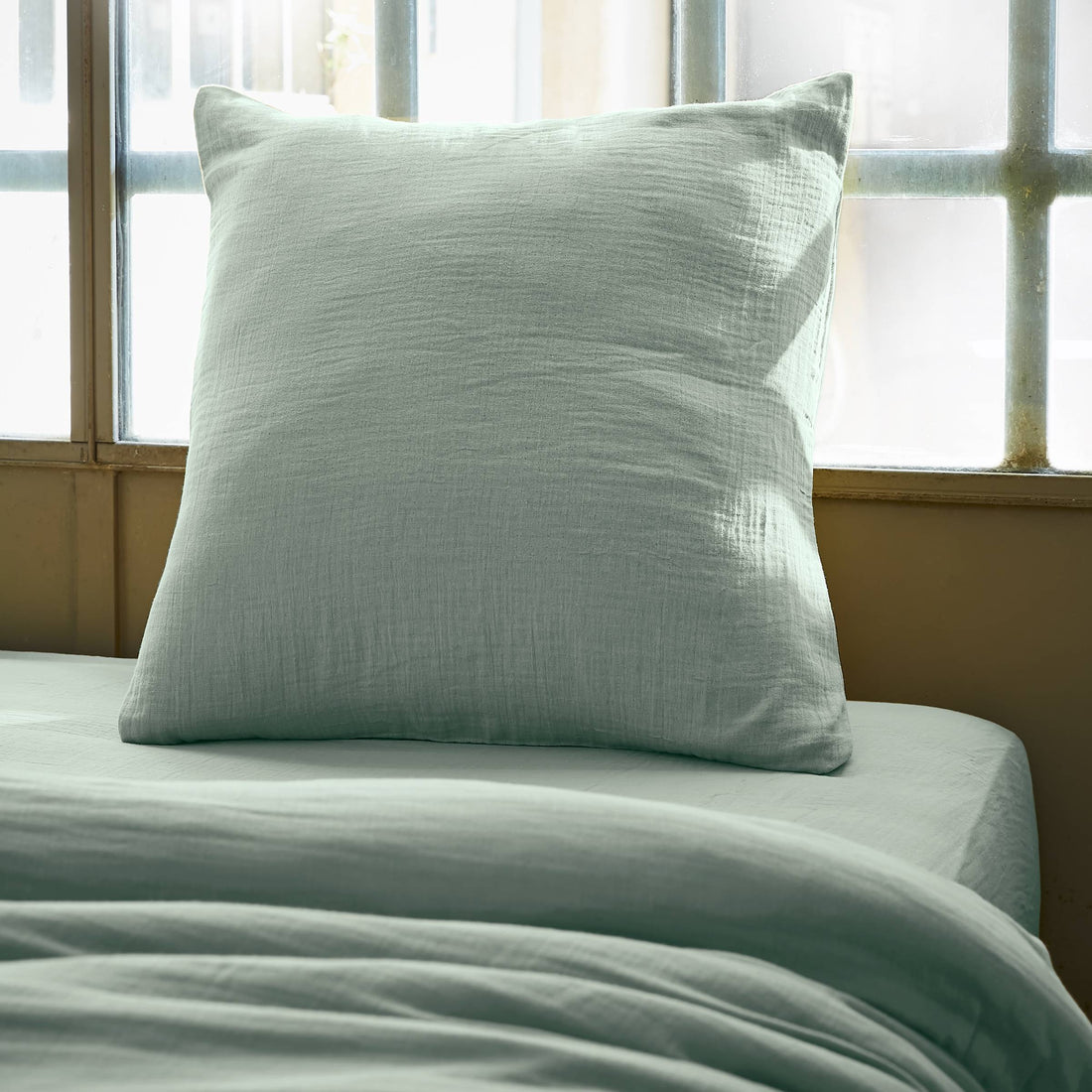 Eucalyptus green muslin pillowcase