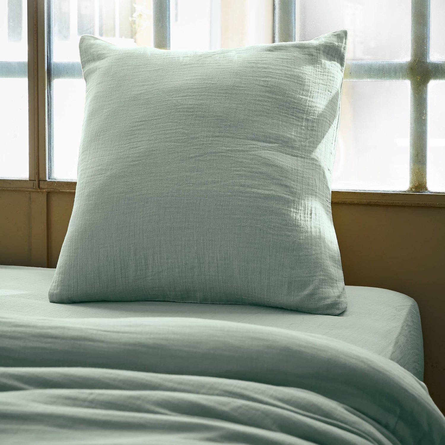 Eucalyptus green muslin pillowcase
