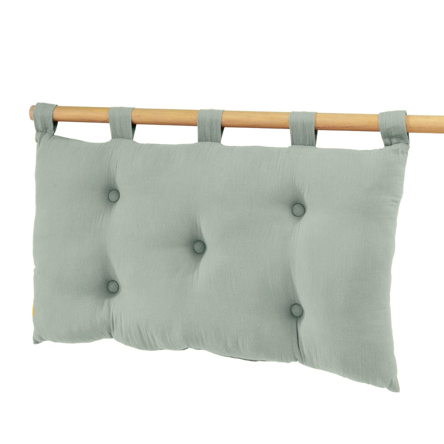 Eucalyptus green muslin headboard