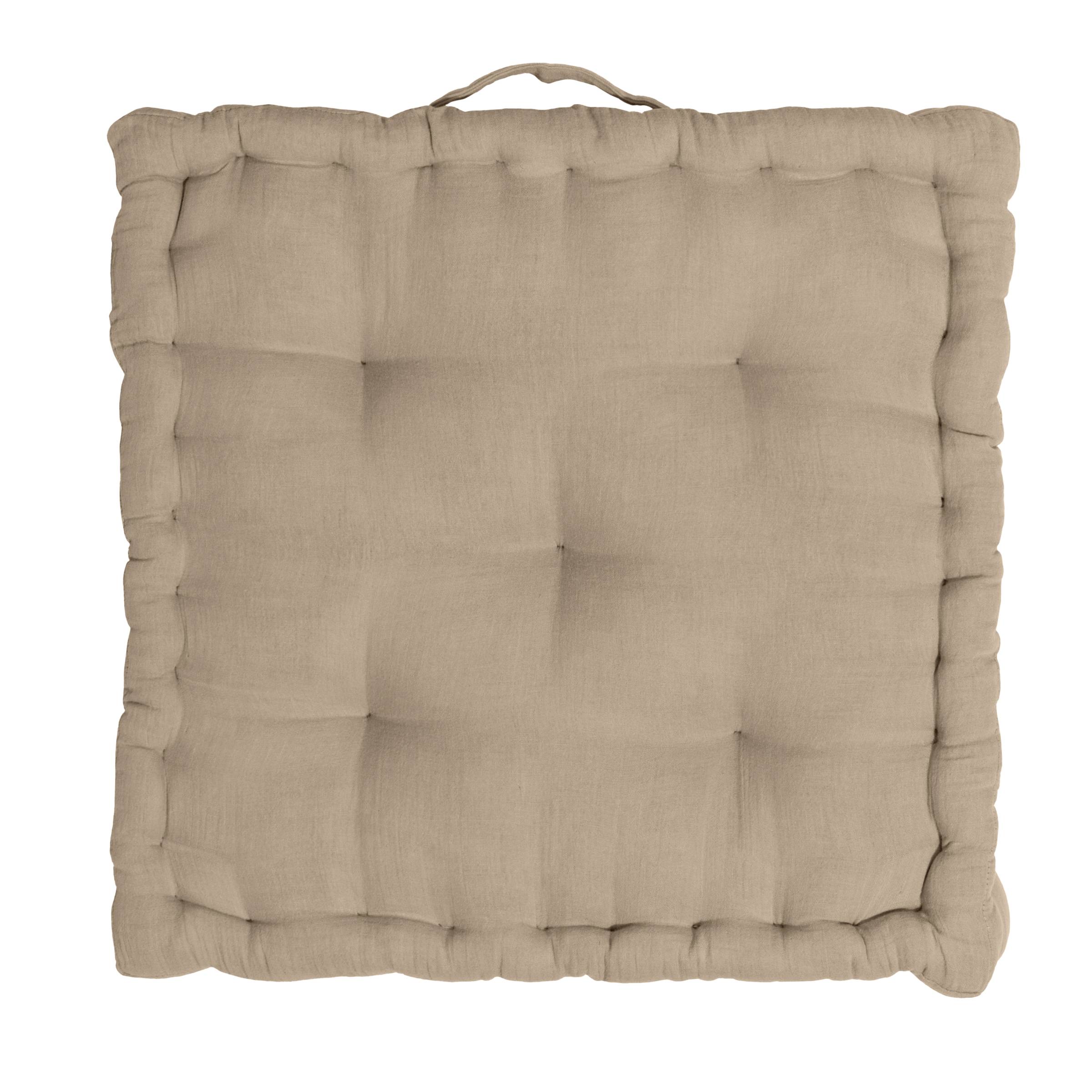 Taupe muslin floor cushion