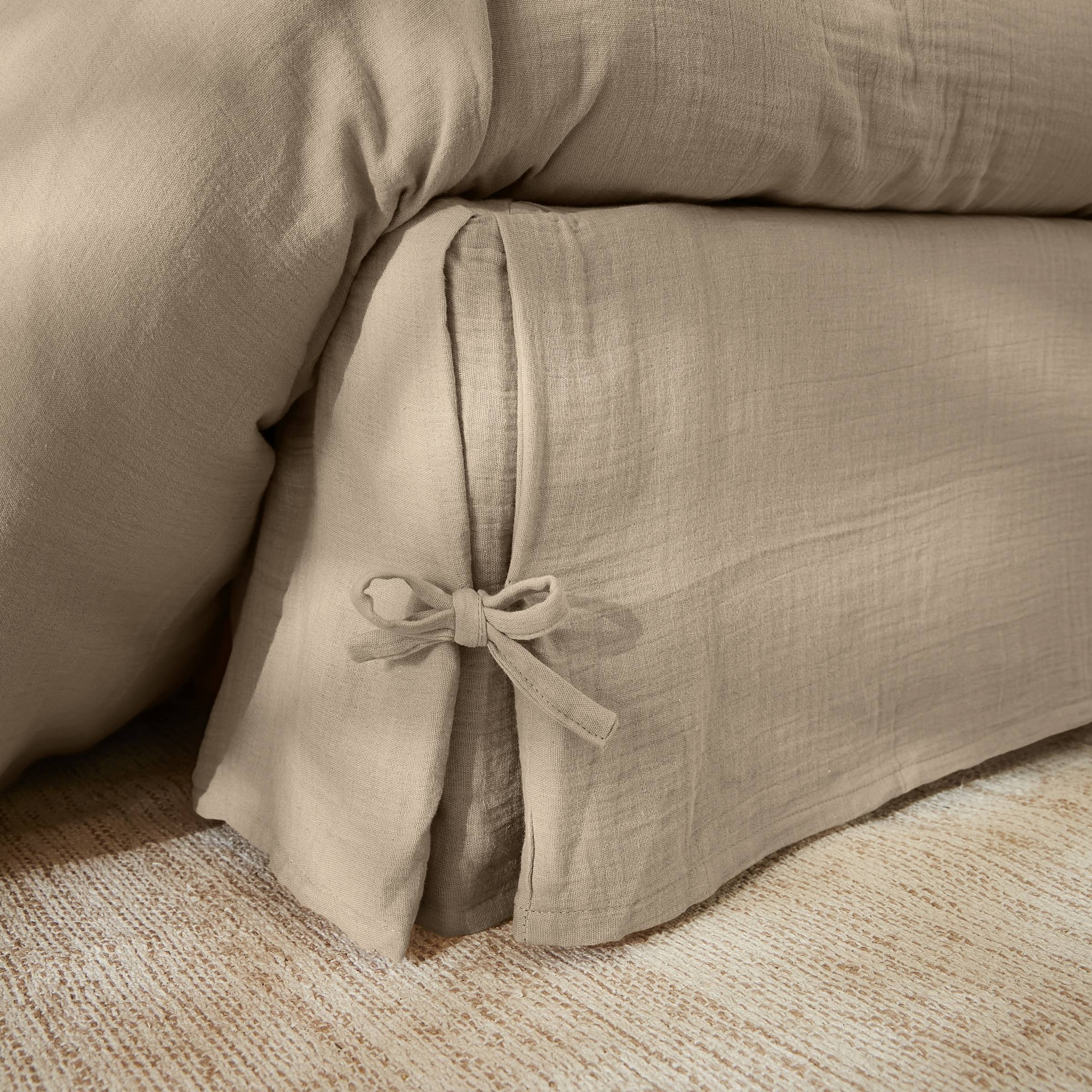 Taupe muslin bed skirt
