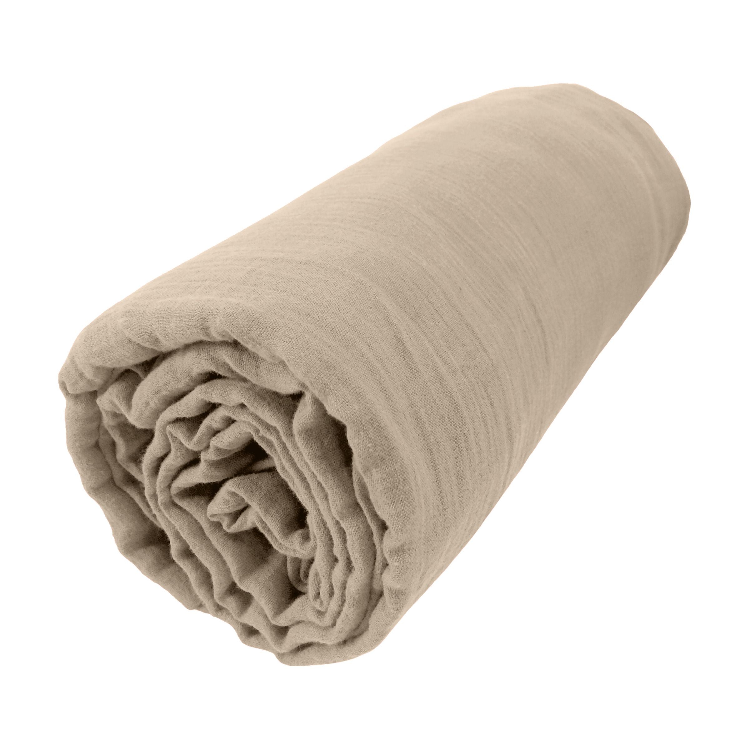 Taupe muslin fitted sheet