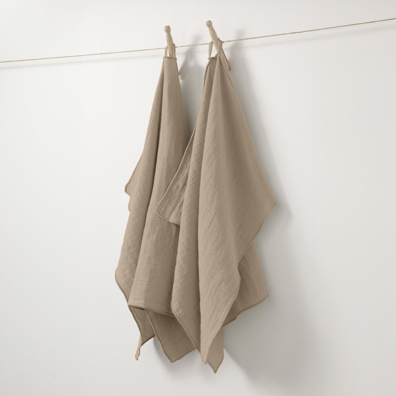 Taupe muslin hand towel - set of 2