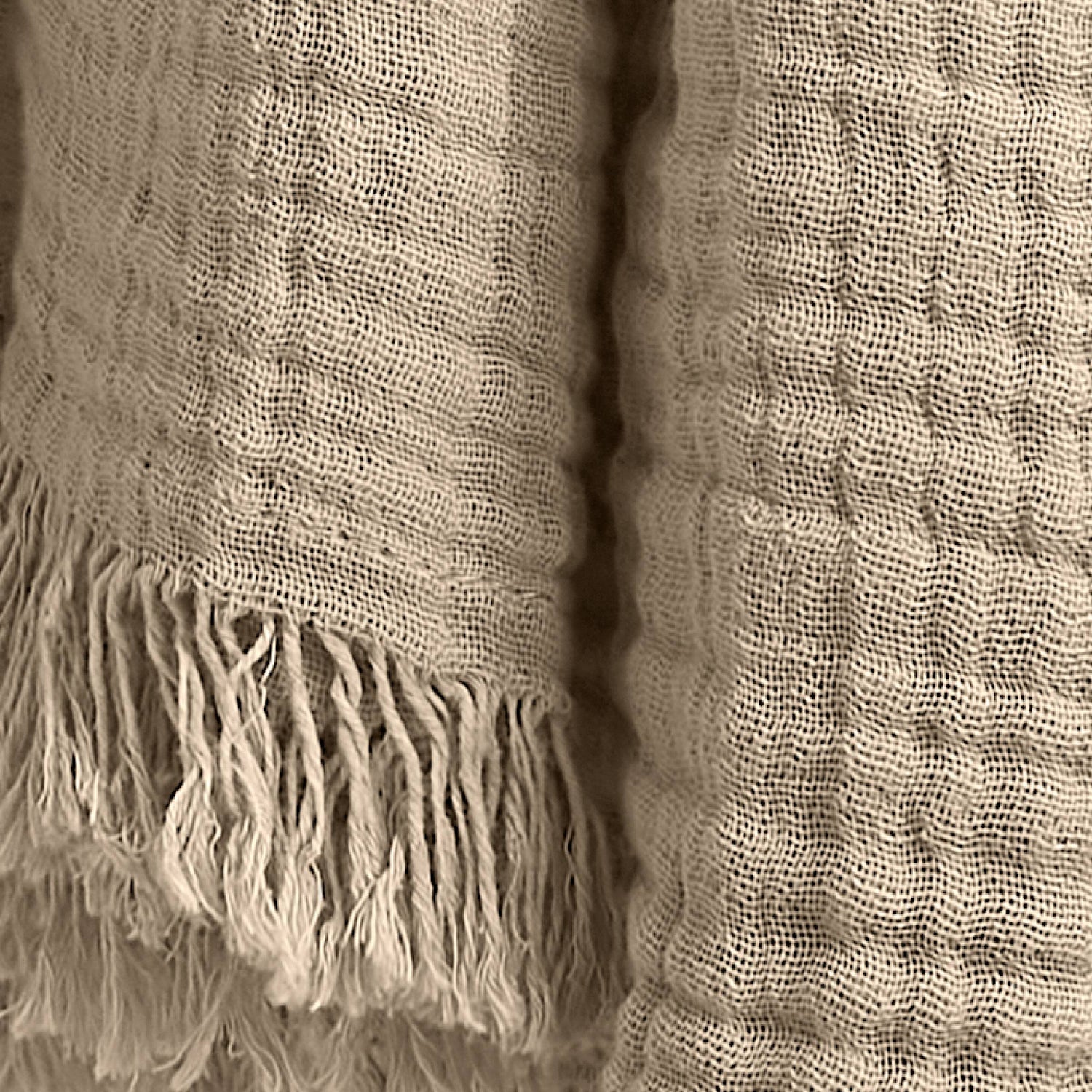 Taupe muslin throw