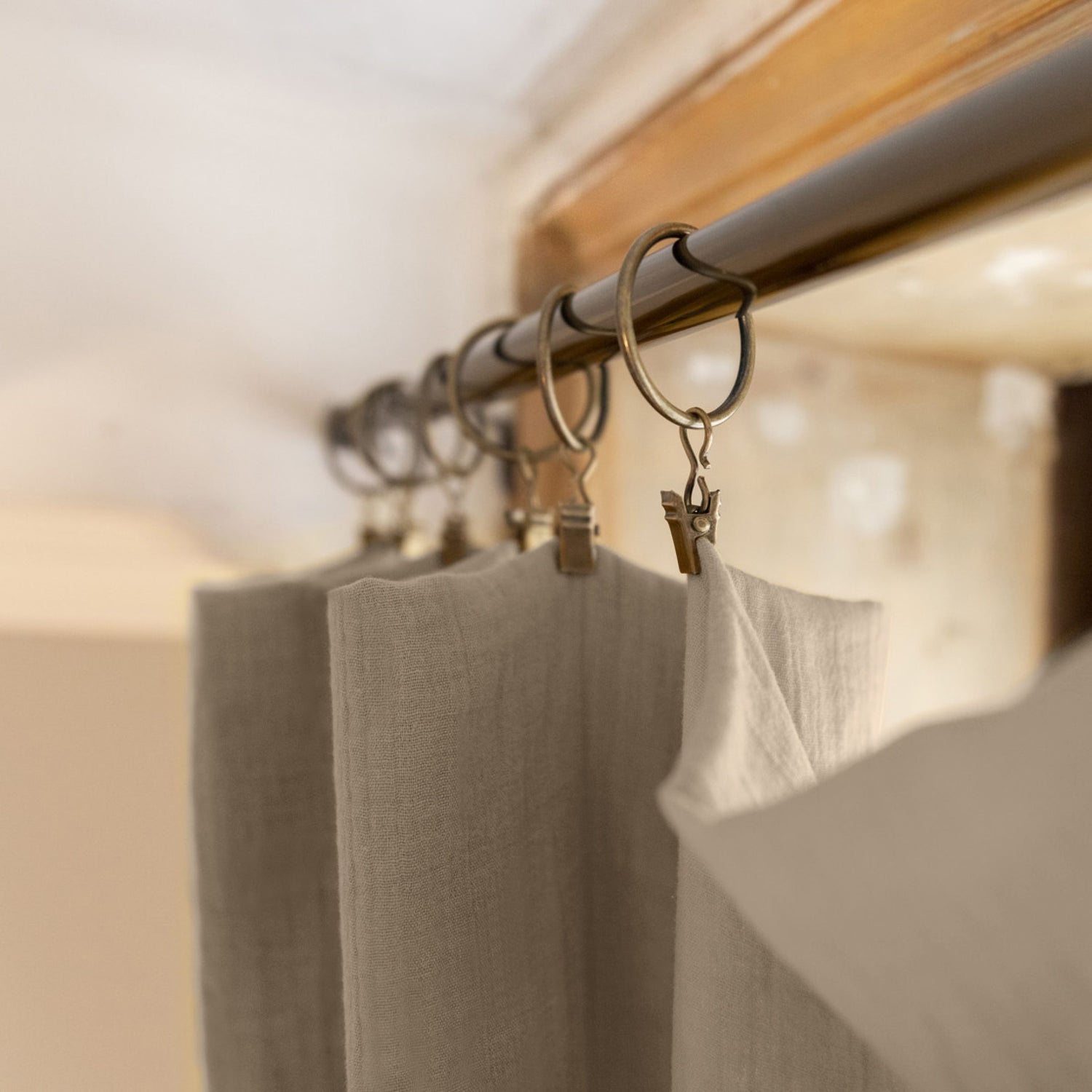 Taupe adjustable muslin curtain