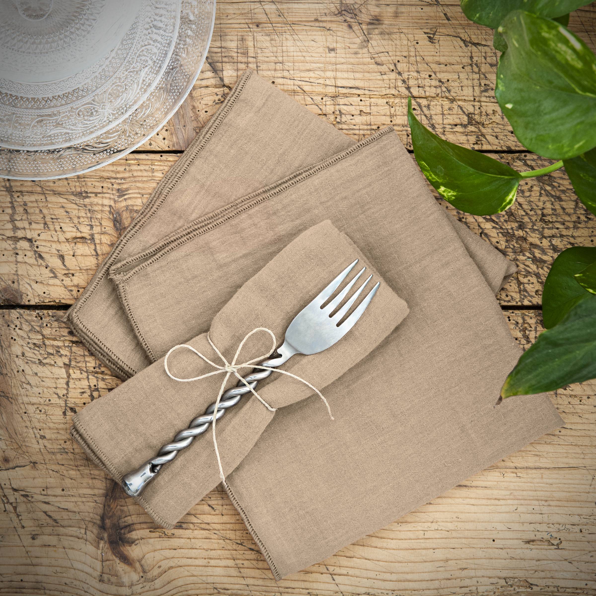 Taupe muslin table napkin - set of 3