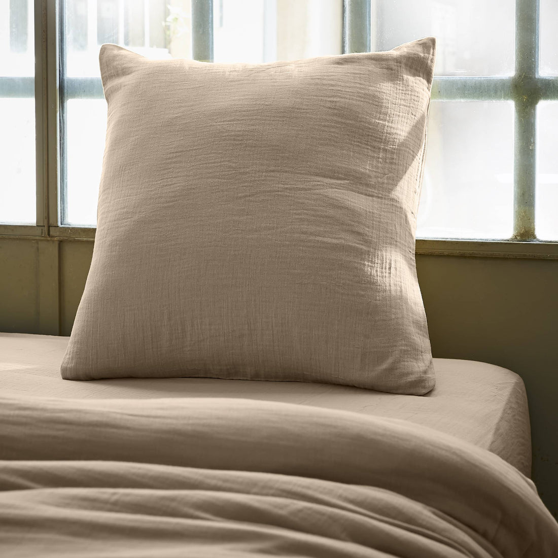 Taupe muslin pillowcase