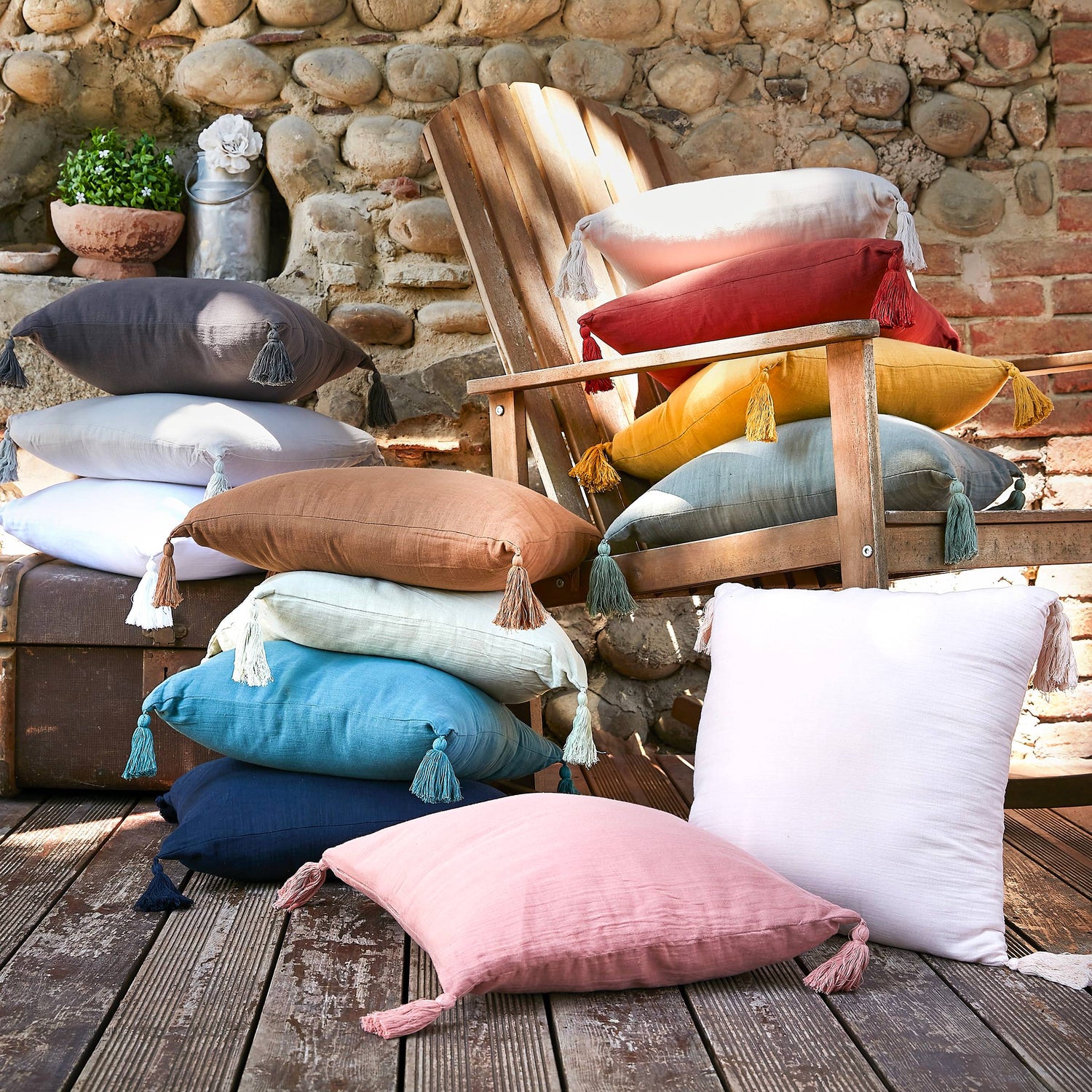 Terracotta muslin cushion