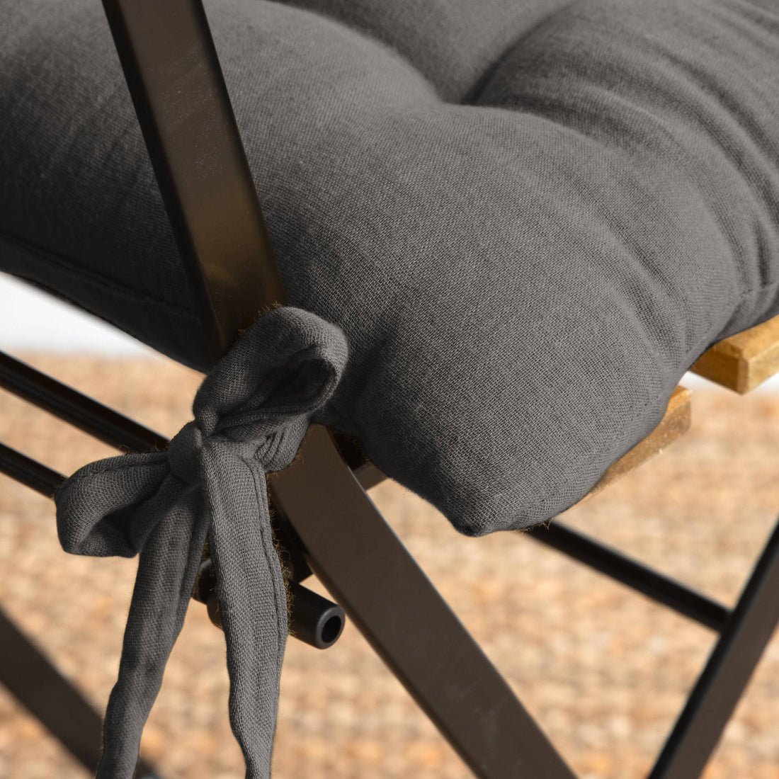 Dark grey muslin chair cushion