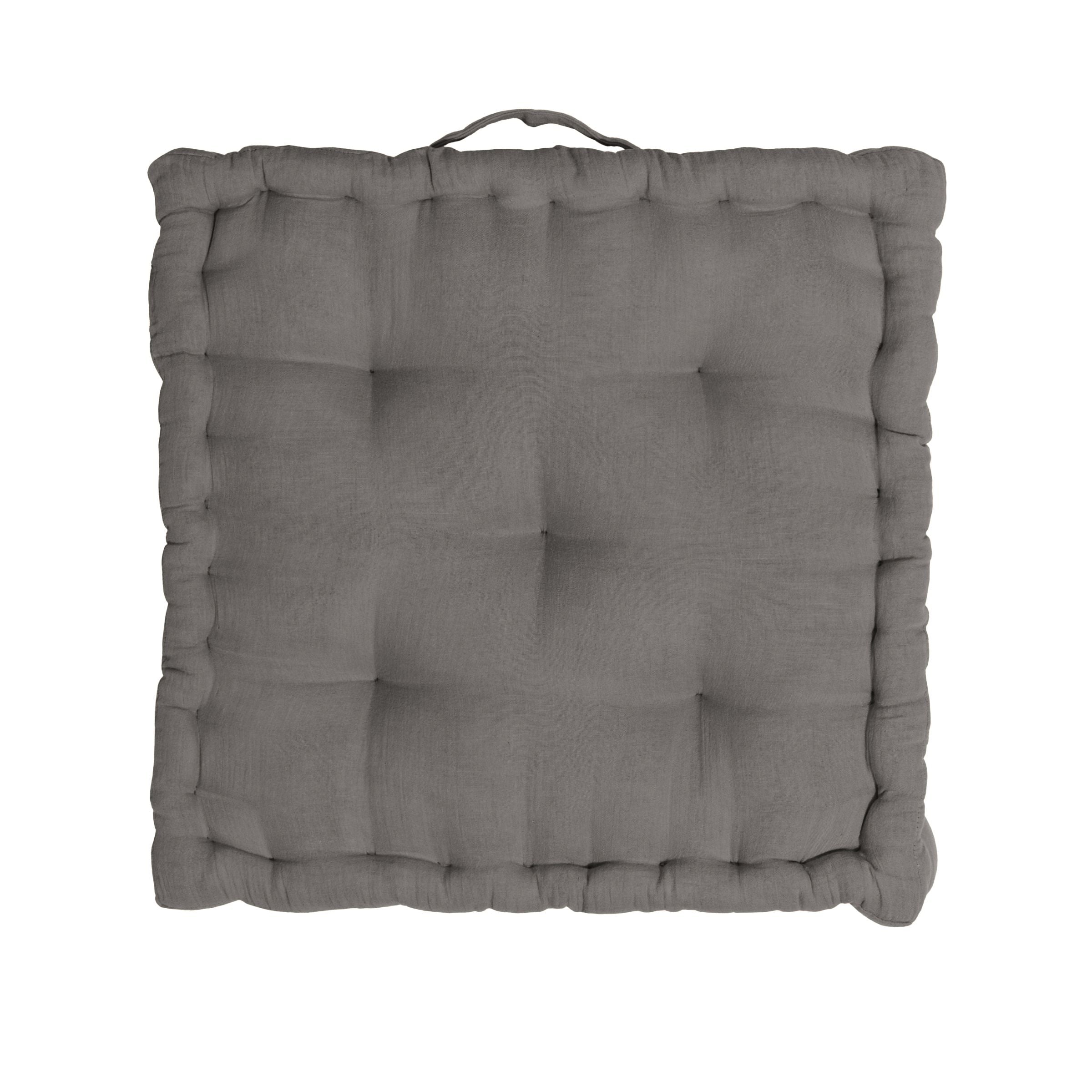 Dark grey muslin floor cushion