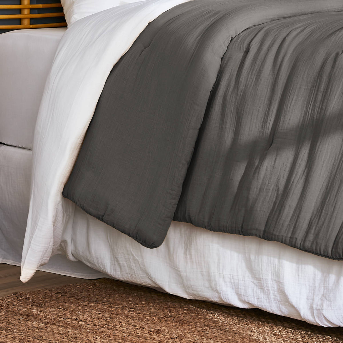 Dark grey muslin bedspread